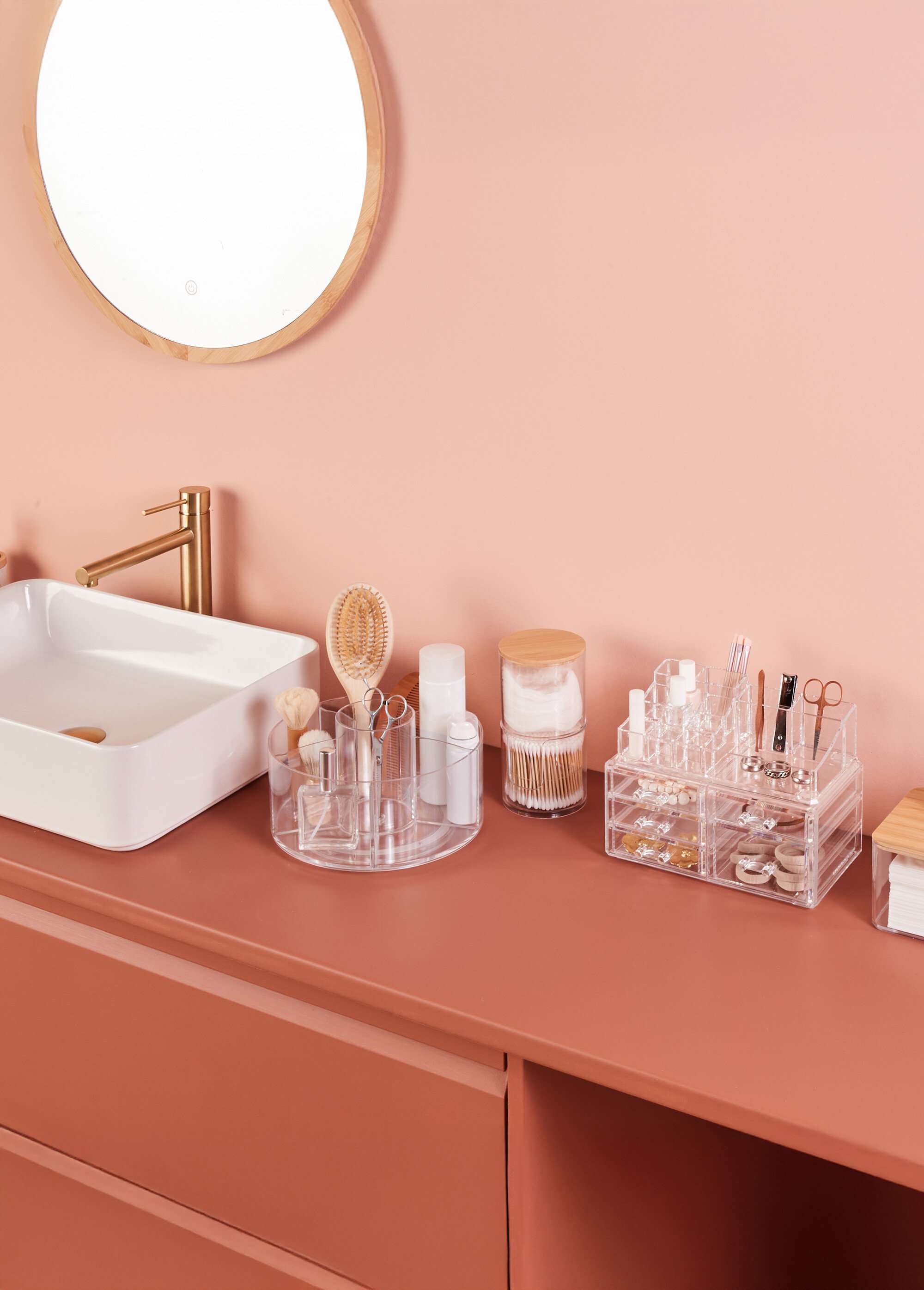 Distributeur coton tiges + disques coton TRANSPARENT ET BAMBOU JJA-174862 SI1