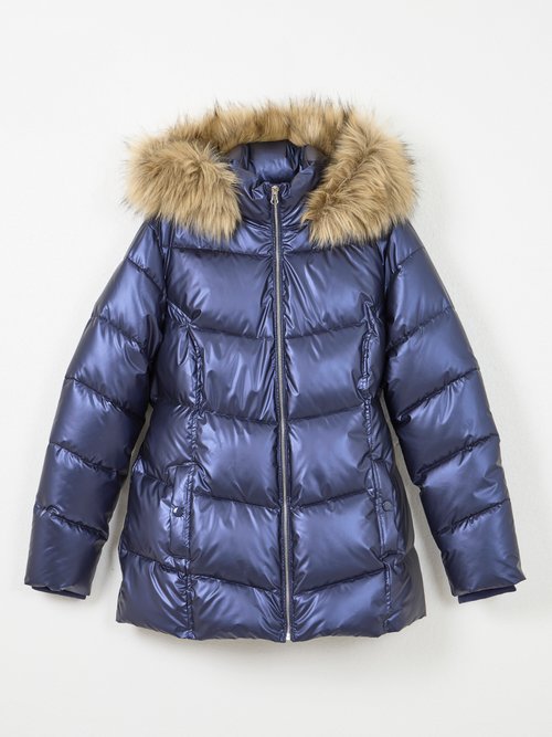 Doudoune courte matelassée à capuche effet métallisé Femme Bleu TILIAN AP1