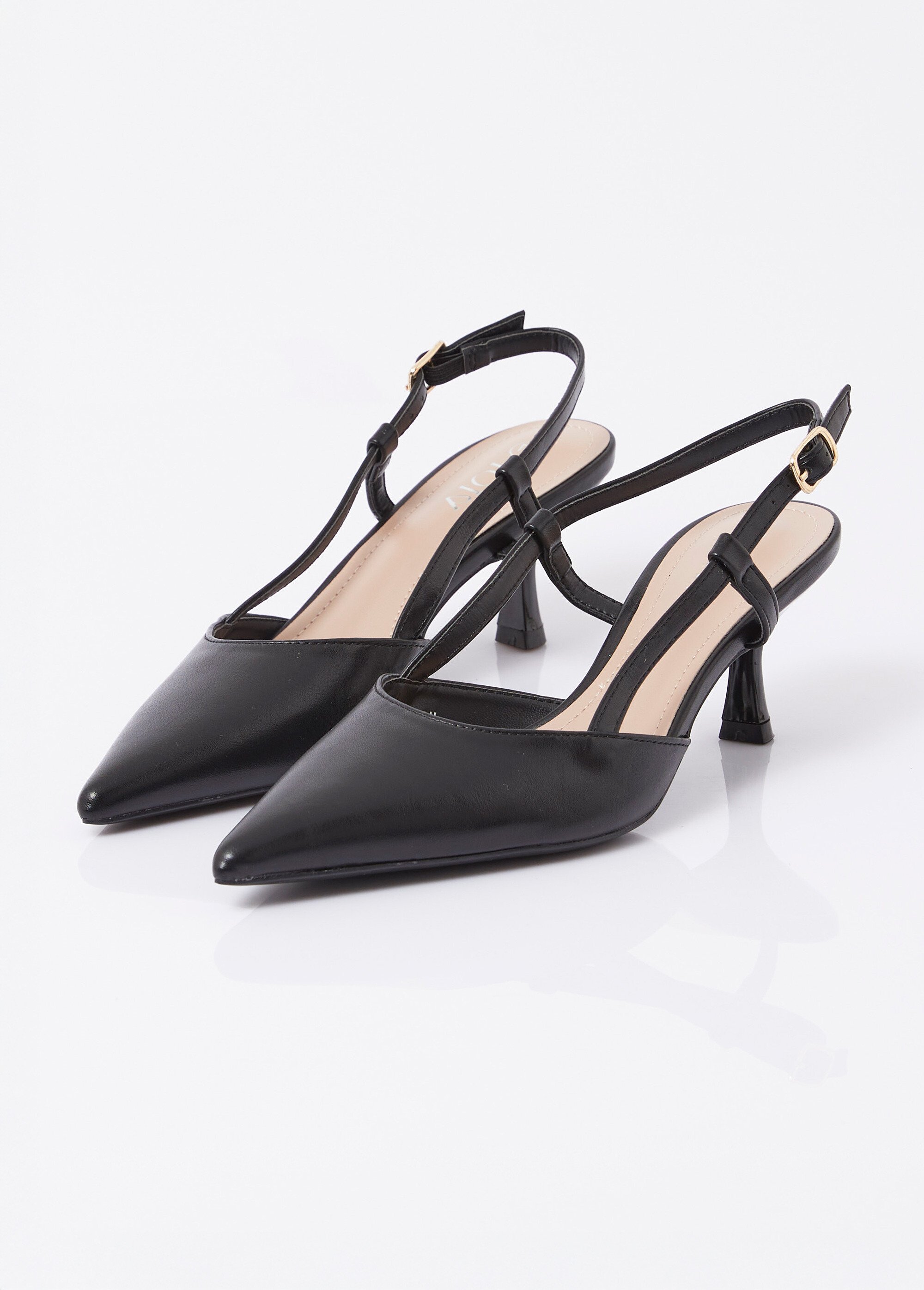 Escarpins pointus slingback talon bobine