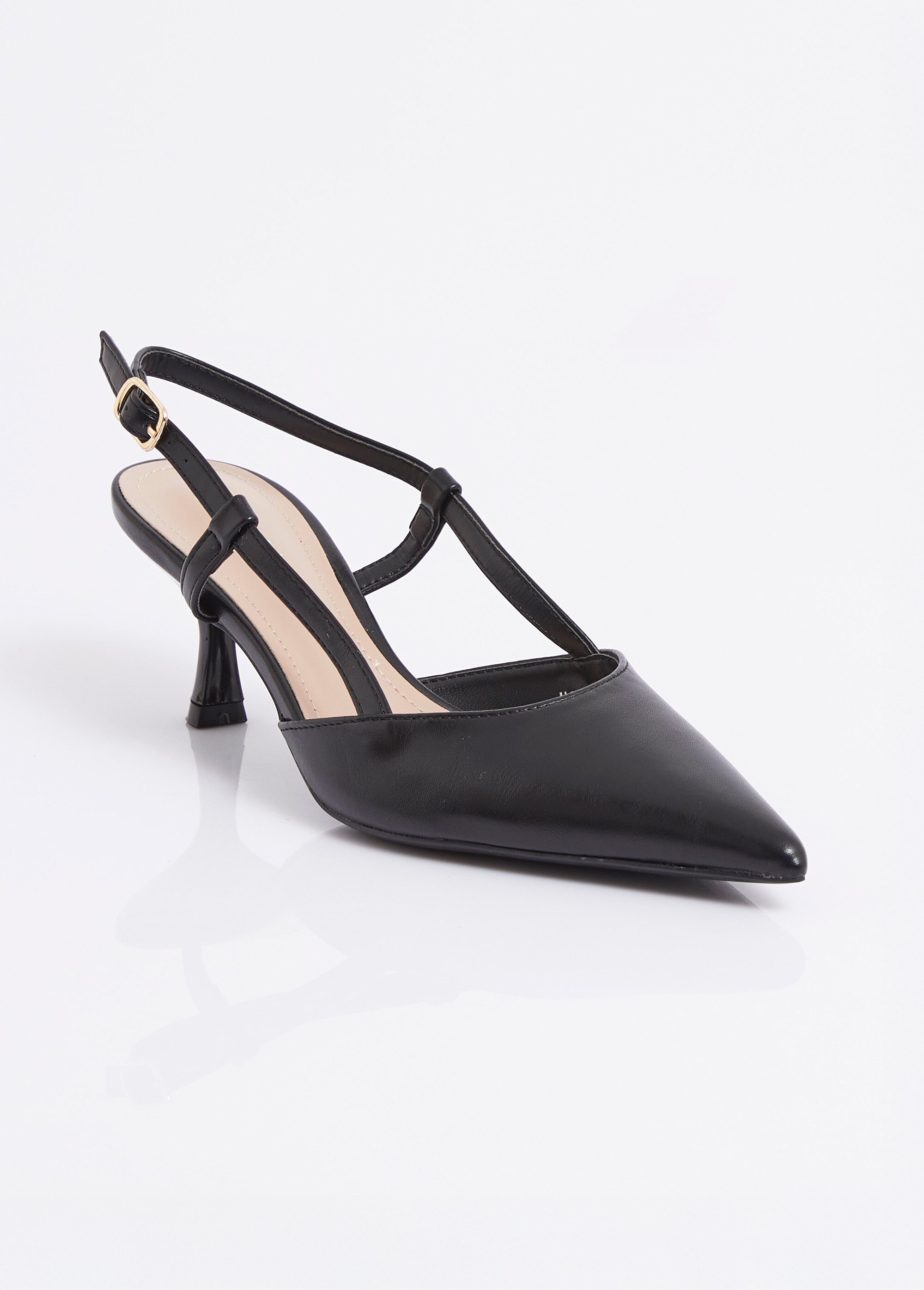 Escarpins pointus slingback talon bobine Femme Noir JOIH8-1092E FA1