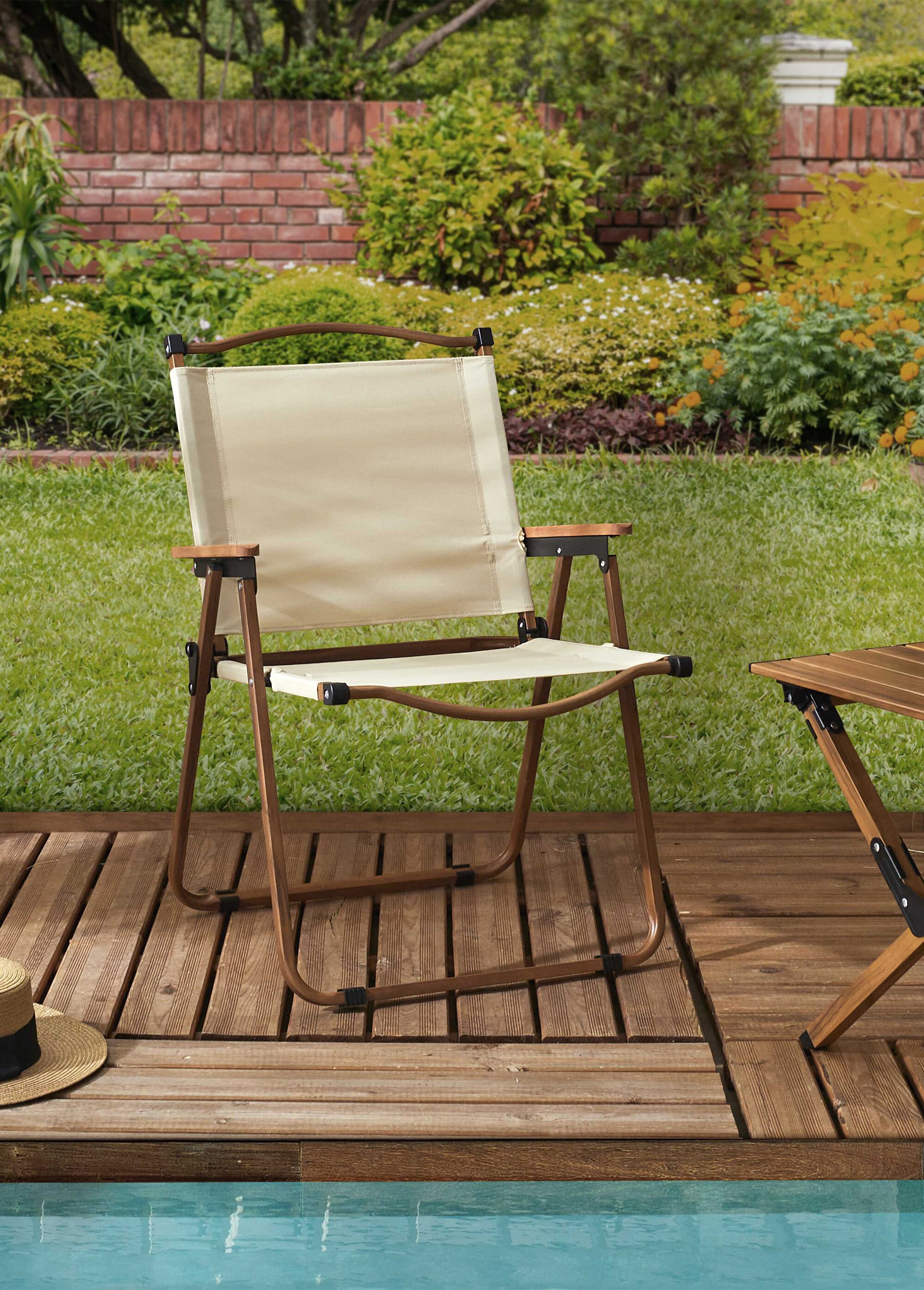 Fauteuil outdoor pliant, métal et tissu BEIGE CMP-HDO0060 SI1