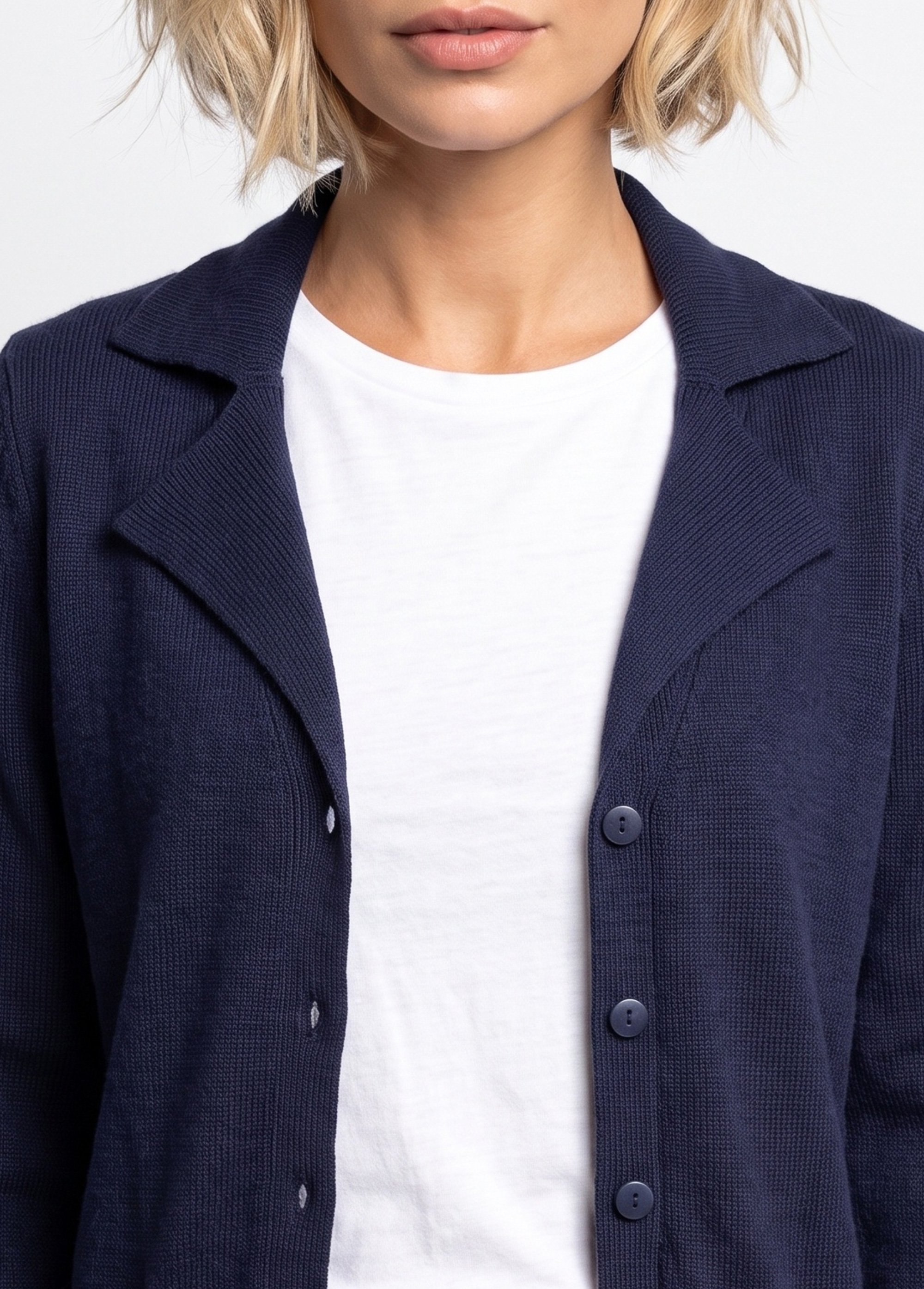 Gilet boutonné mi long col tailleur