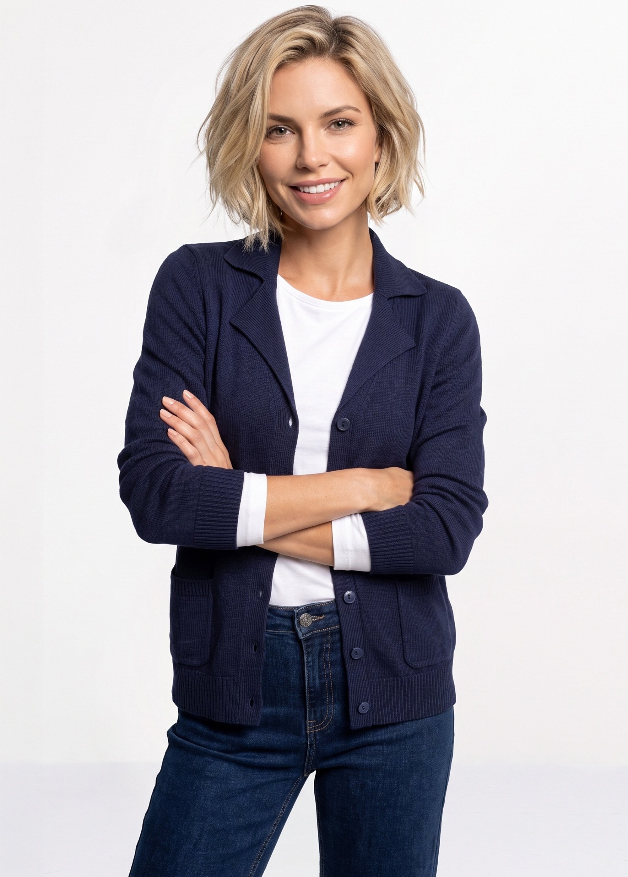 Gilet boutonné mi long col tailleur