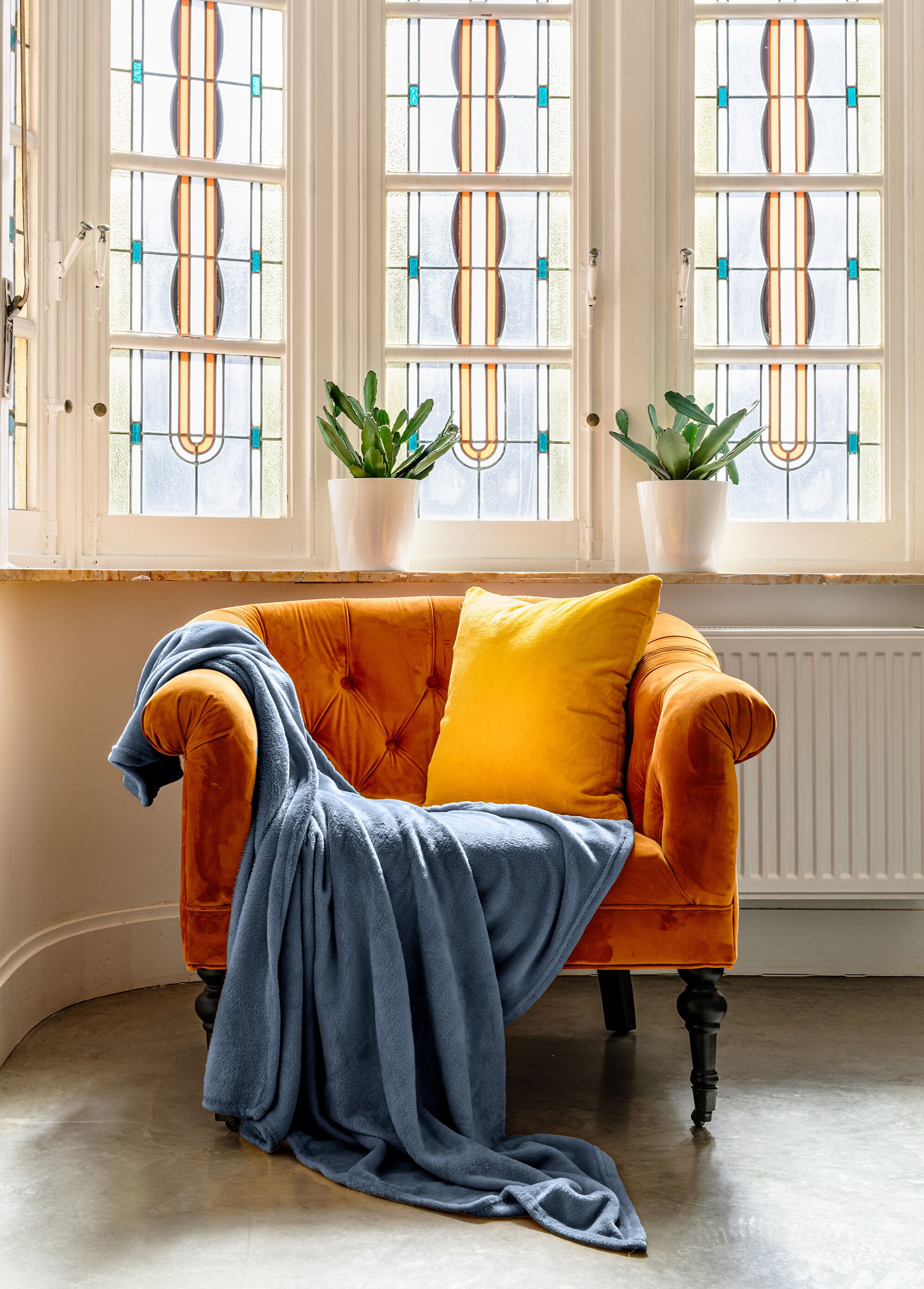 Grand plaid polaire uni lisse, 2m x 1,5m Bleu TIS-COSY SI1