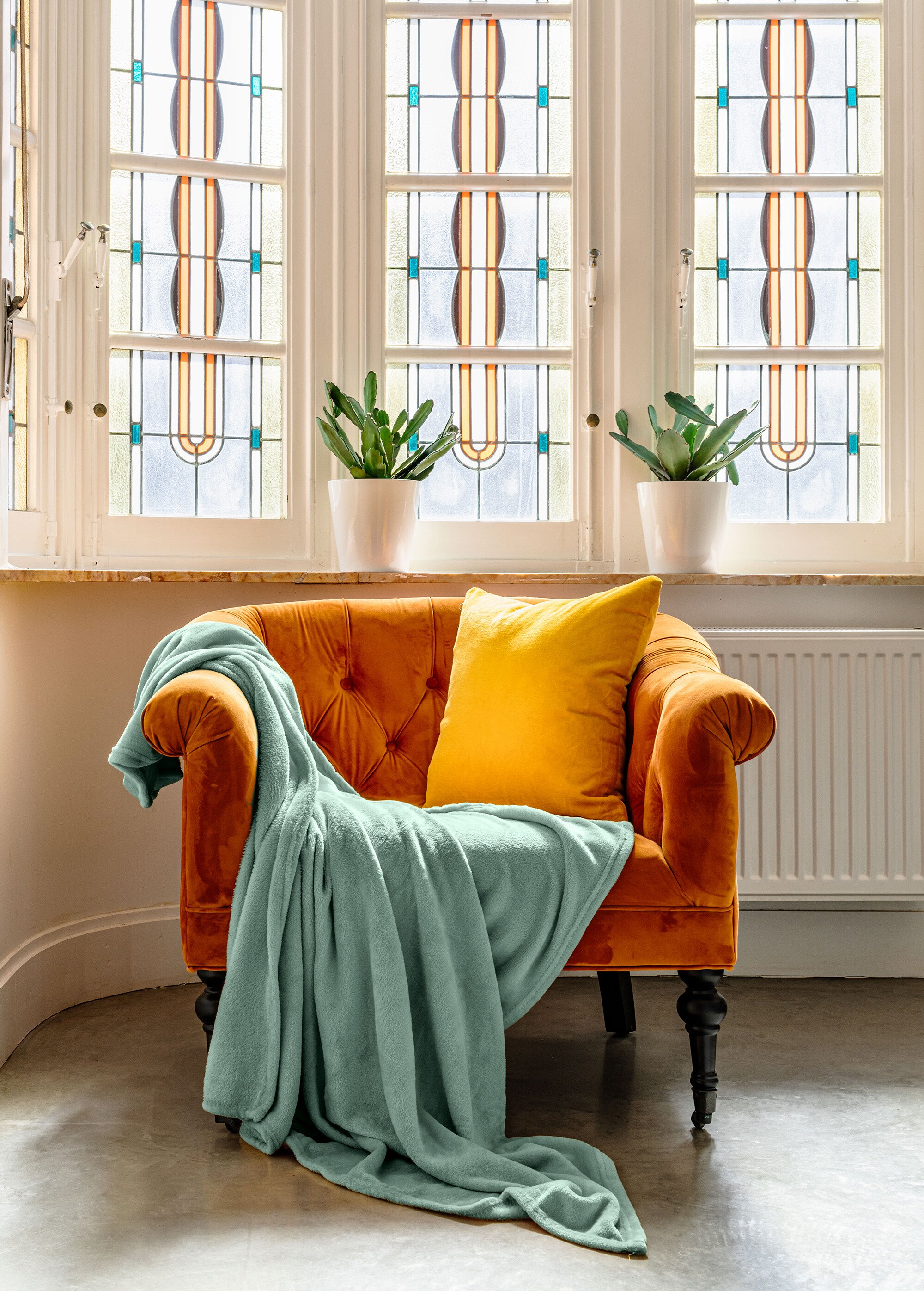 Grand plaid polaire uni lisse, 2m x 1,5m Vert TIS-COSY SI1