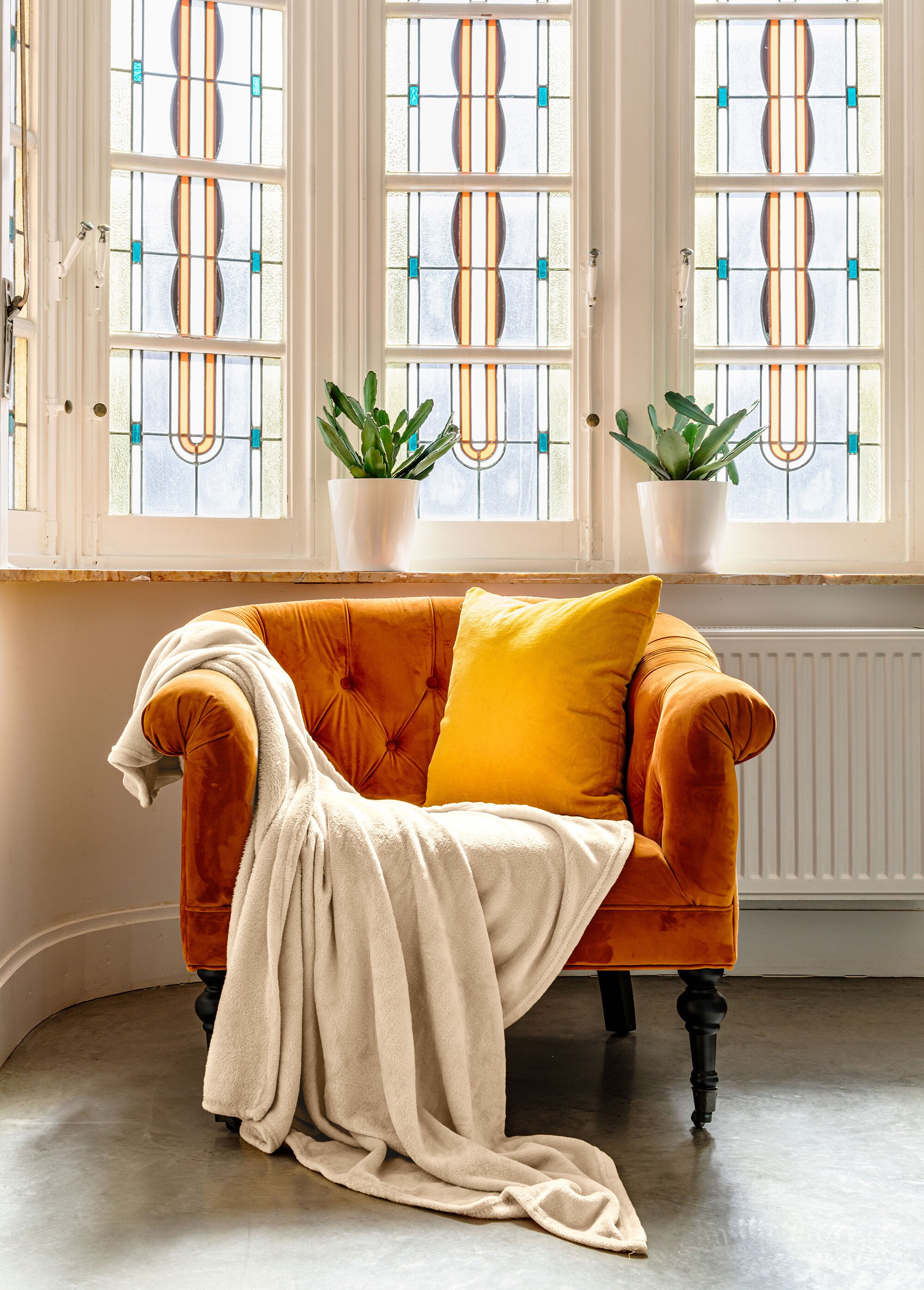 Grand plaid polaire uni lisse, 2m x 1,5m Beige TIS-COSY SI1