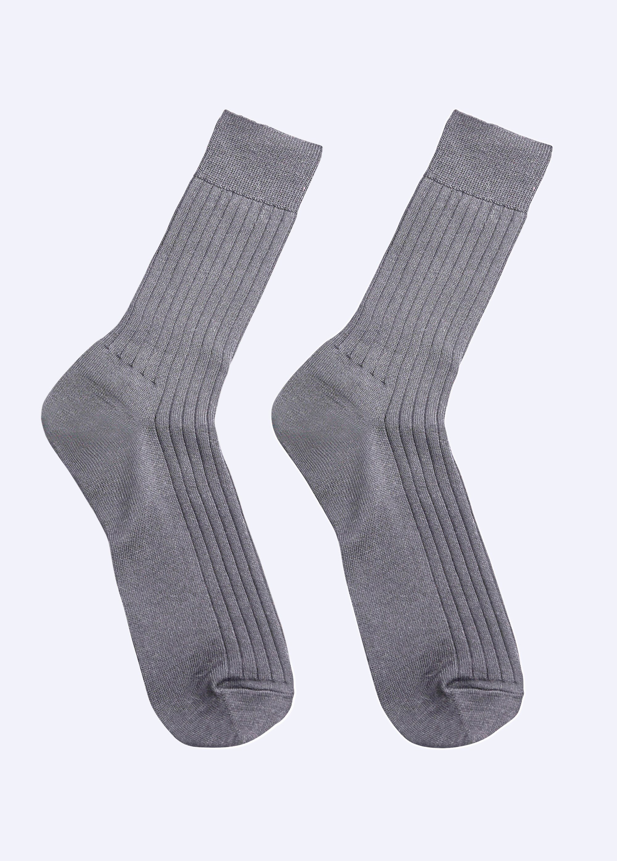 Mi-chaussettes laine intérieur coton - lot de 2 paires Homme Gris INDY DE1