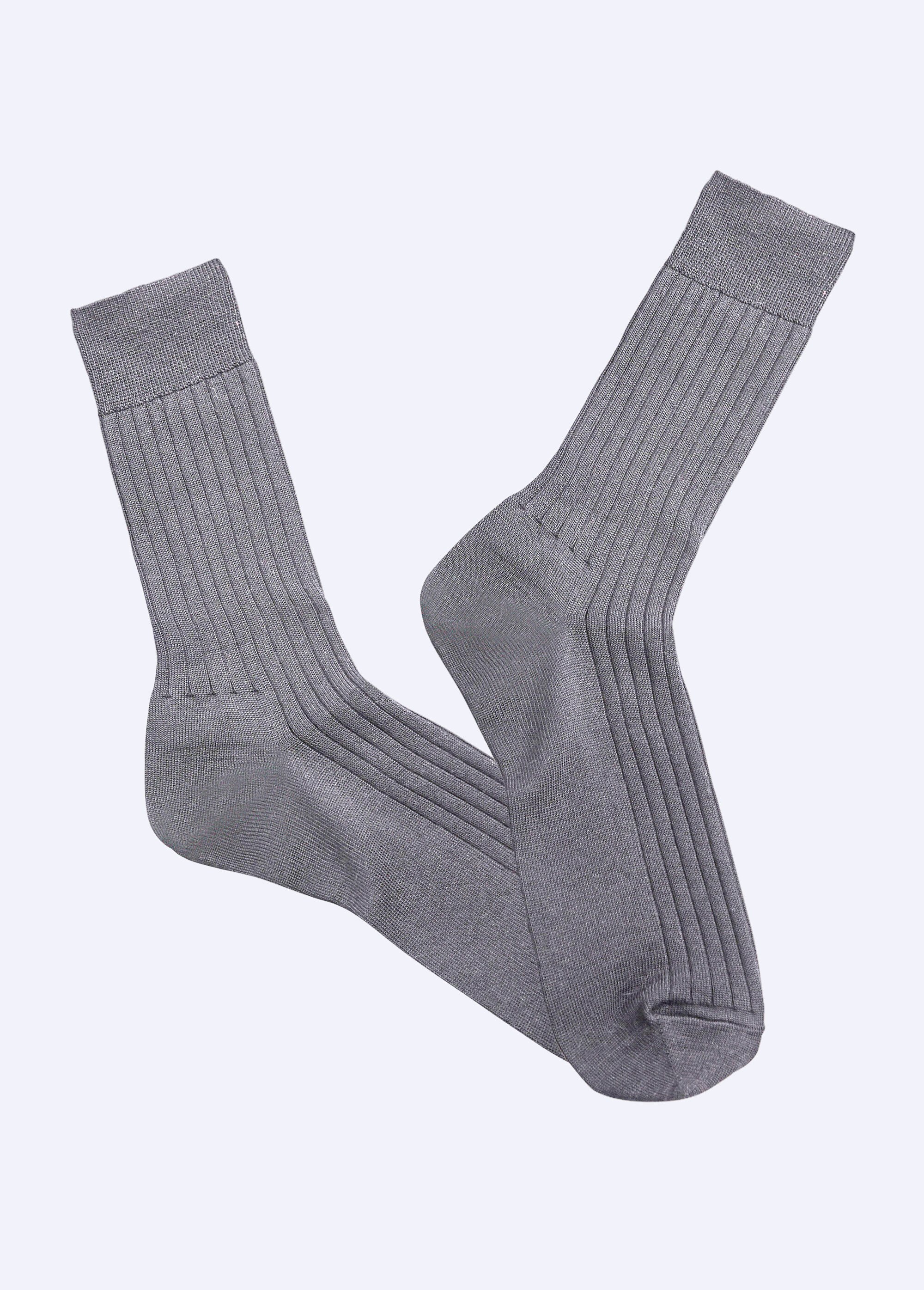 Mi-chaussettes laine intérieur coton - lot de 2 paires Homme Gris INDY FA1