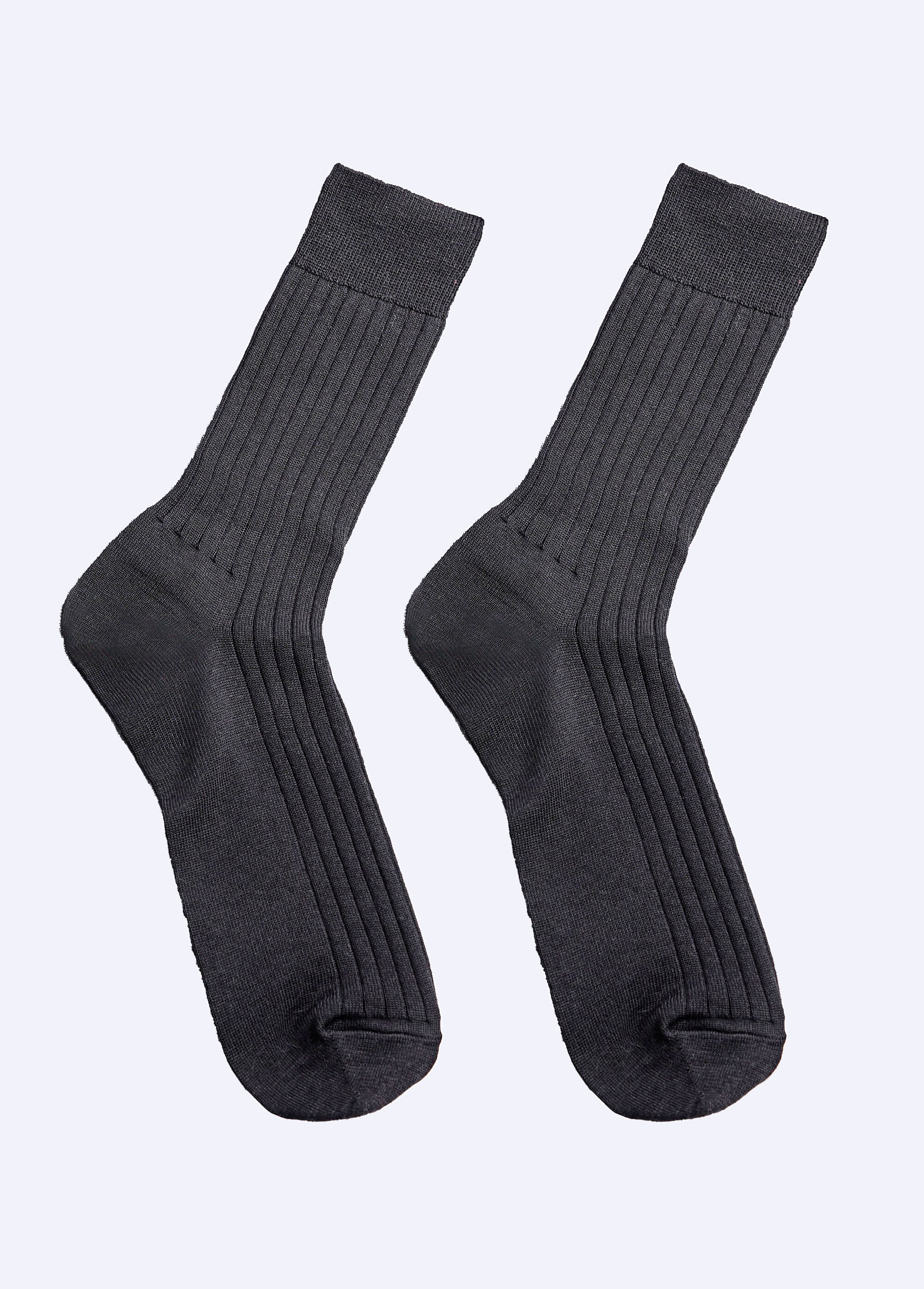Mi-chaussettes en laine, intérieur coton Homme ANTHRACITE LOT2 INDY DE1
