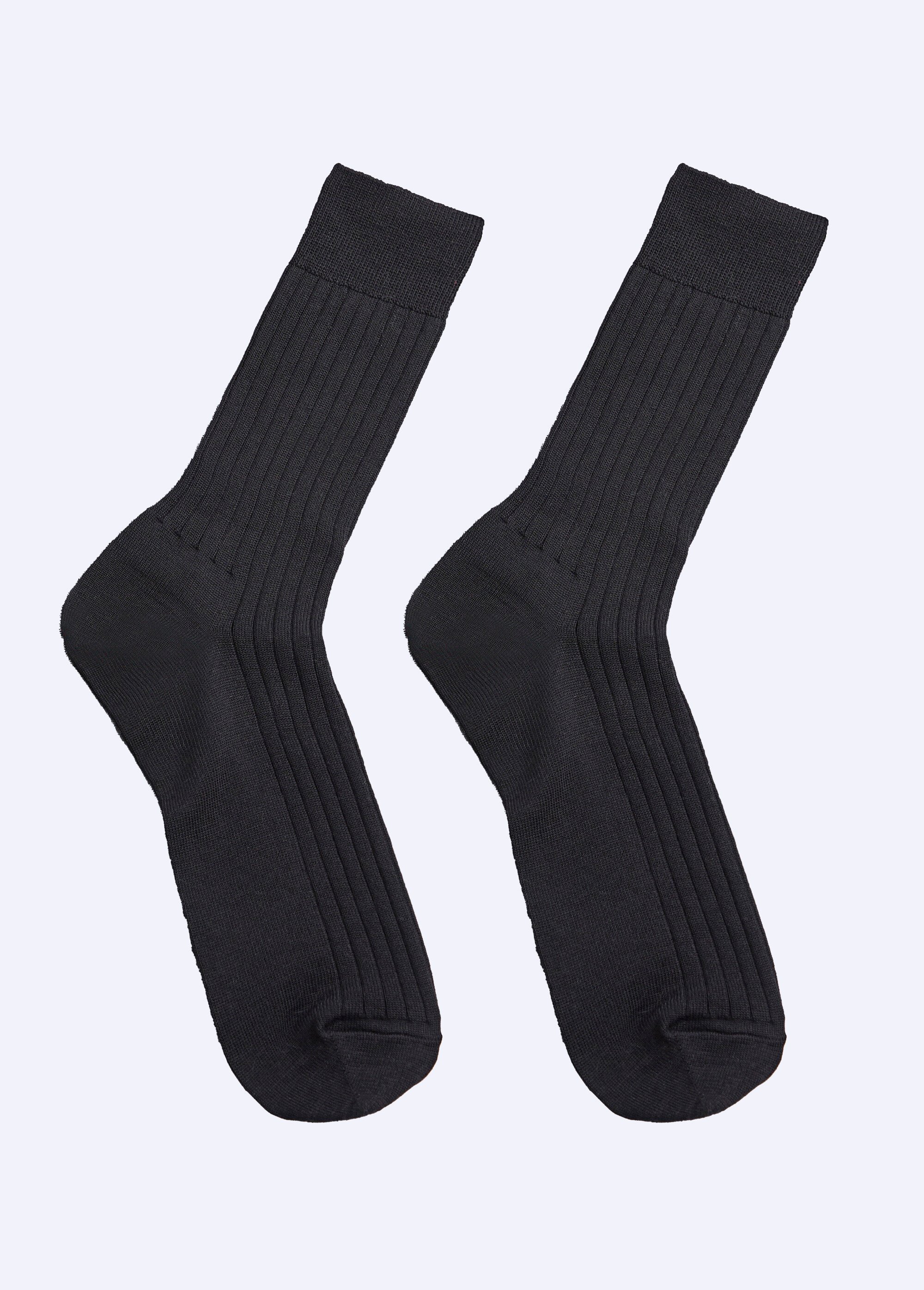 Mi-chaussettes en laine, intérieur coton Homme Noir INDY DE1