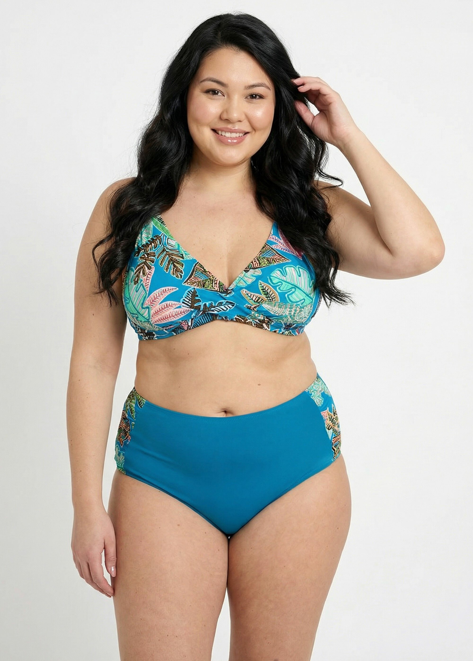 Maillot de bain 2 pièces motif exotique