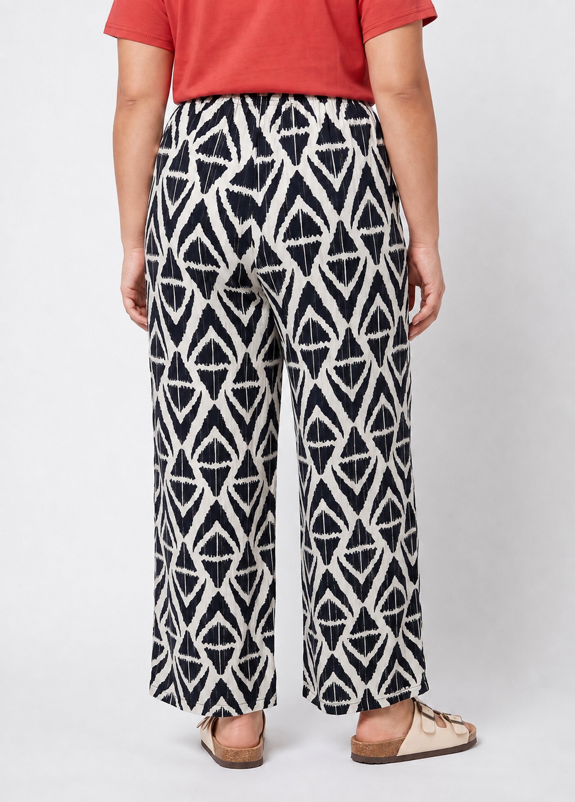 Pantalon large imprimé ethnique losanges