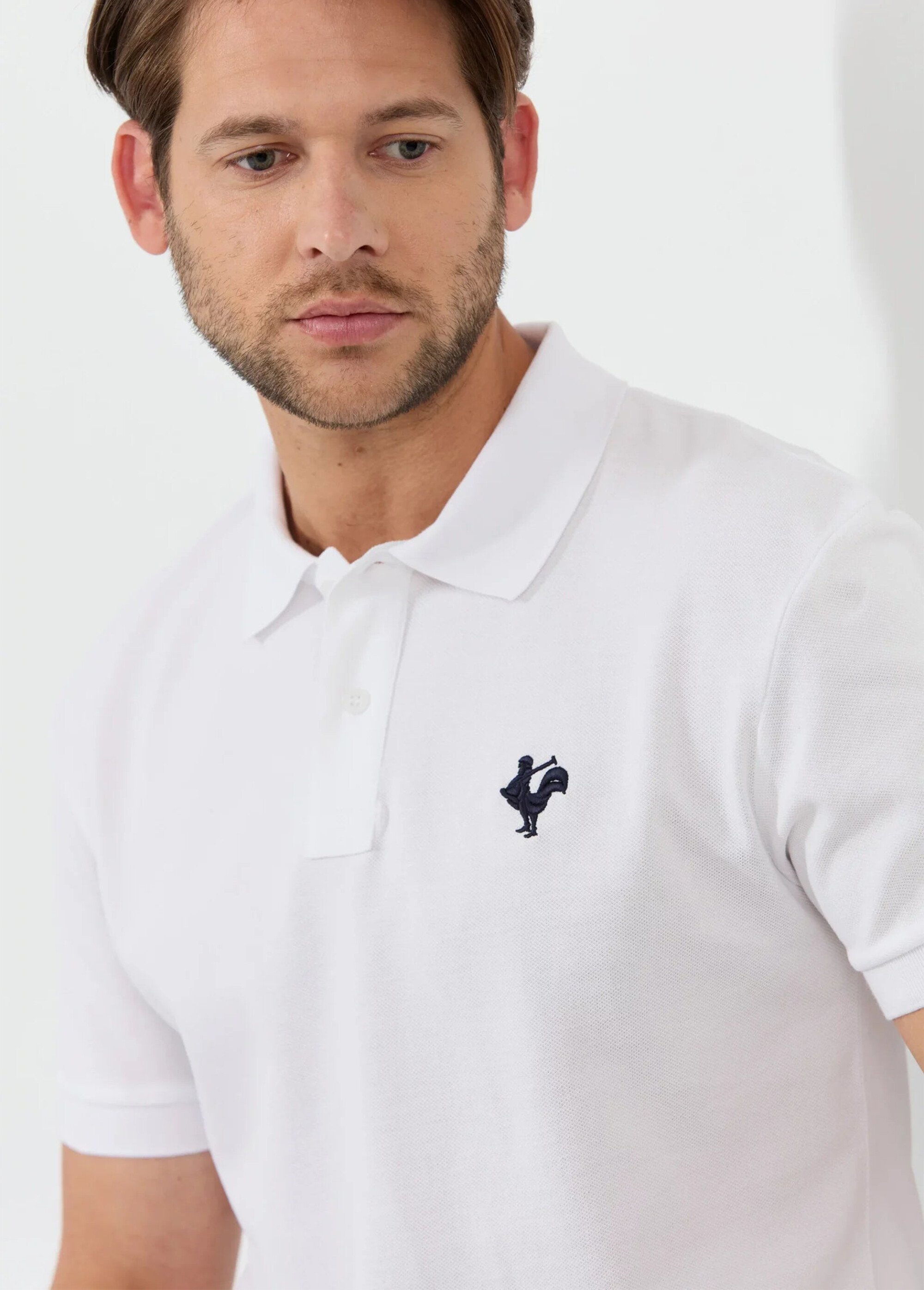 Polo casual manches courtes avec broderie Blanc MFK-ETIENNE DE1
