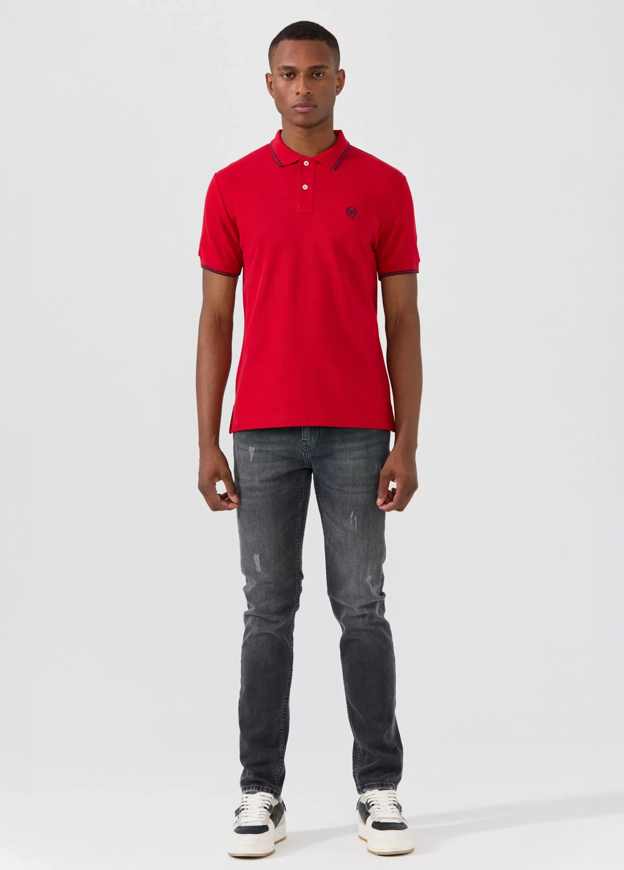 Polo manches courtes détails contrastés Rouge MFK-NOUVEL SF1