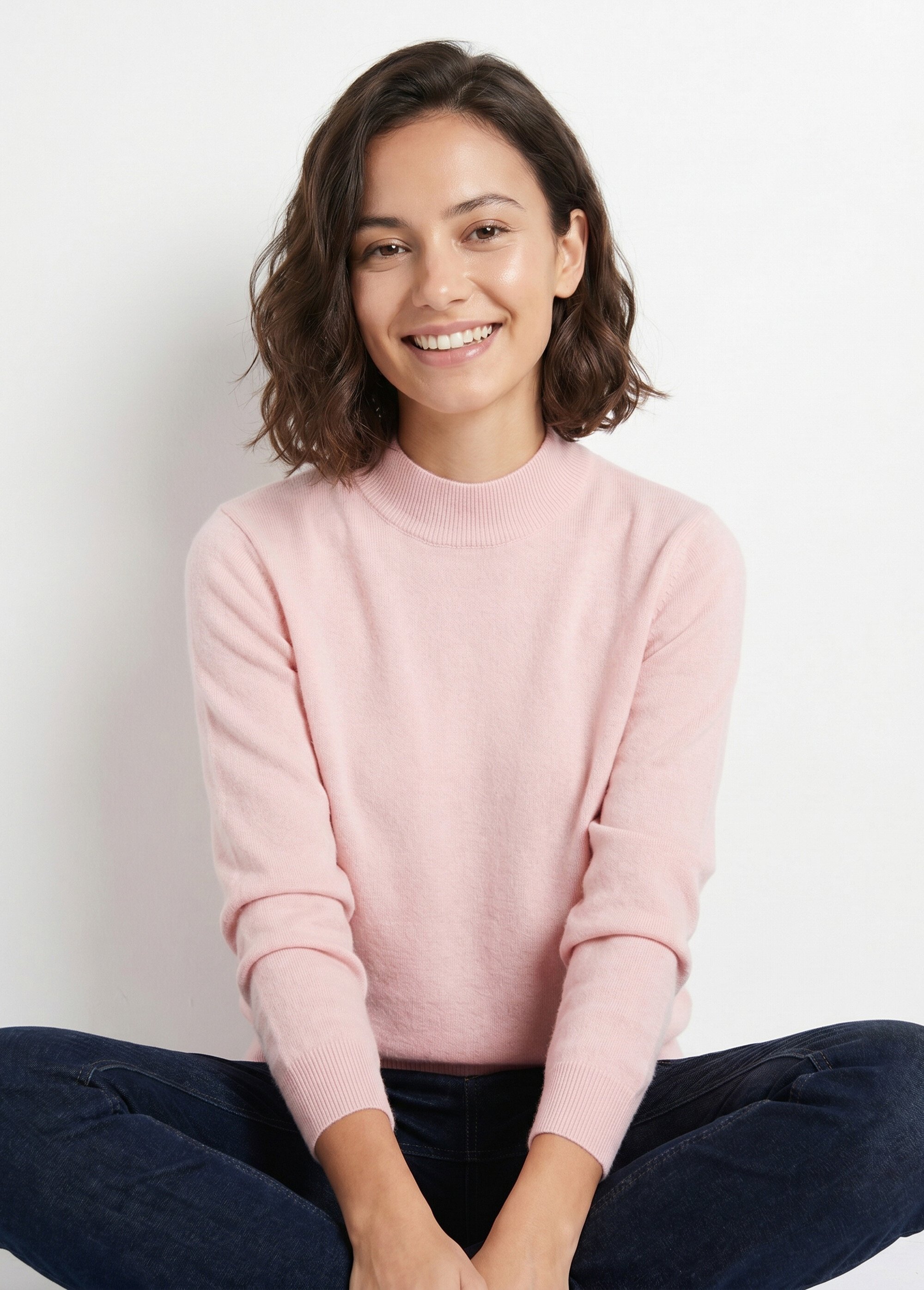 Pull chaud col montant avec laine et angora