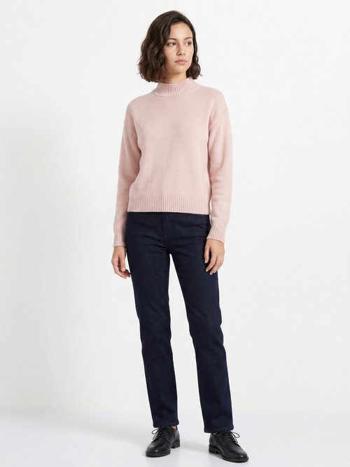 Pull chaud col montant avec laine et angora Femme Rose MECENE SI1