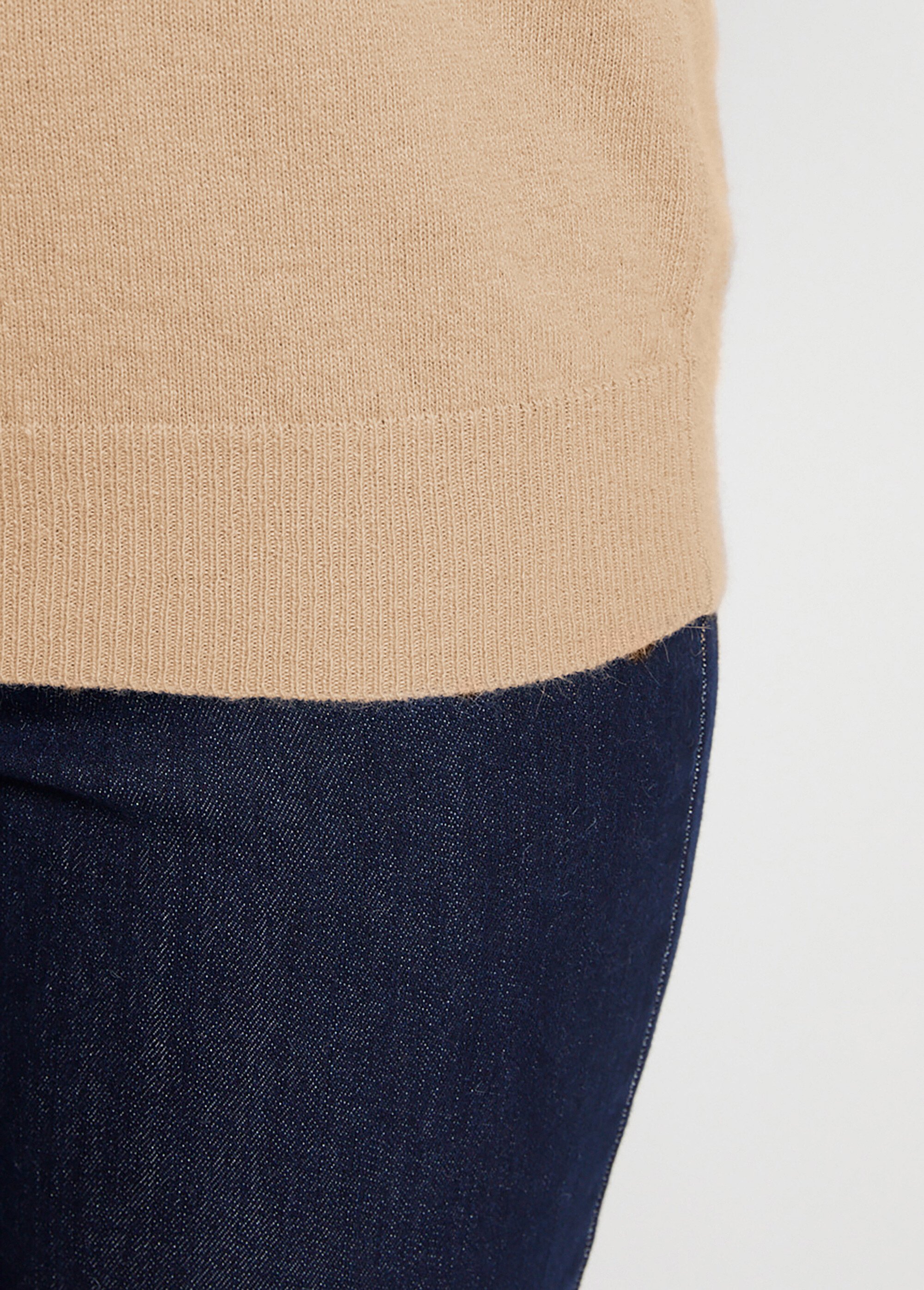 Pull chaud col montant avec laine et angora Femme Marron MECENE DE1