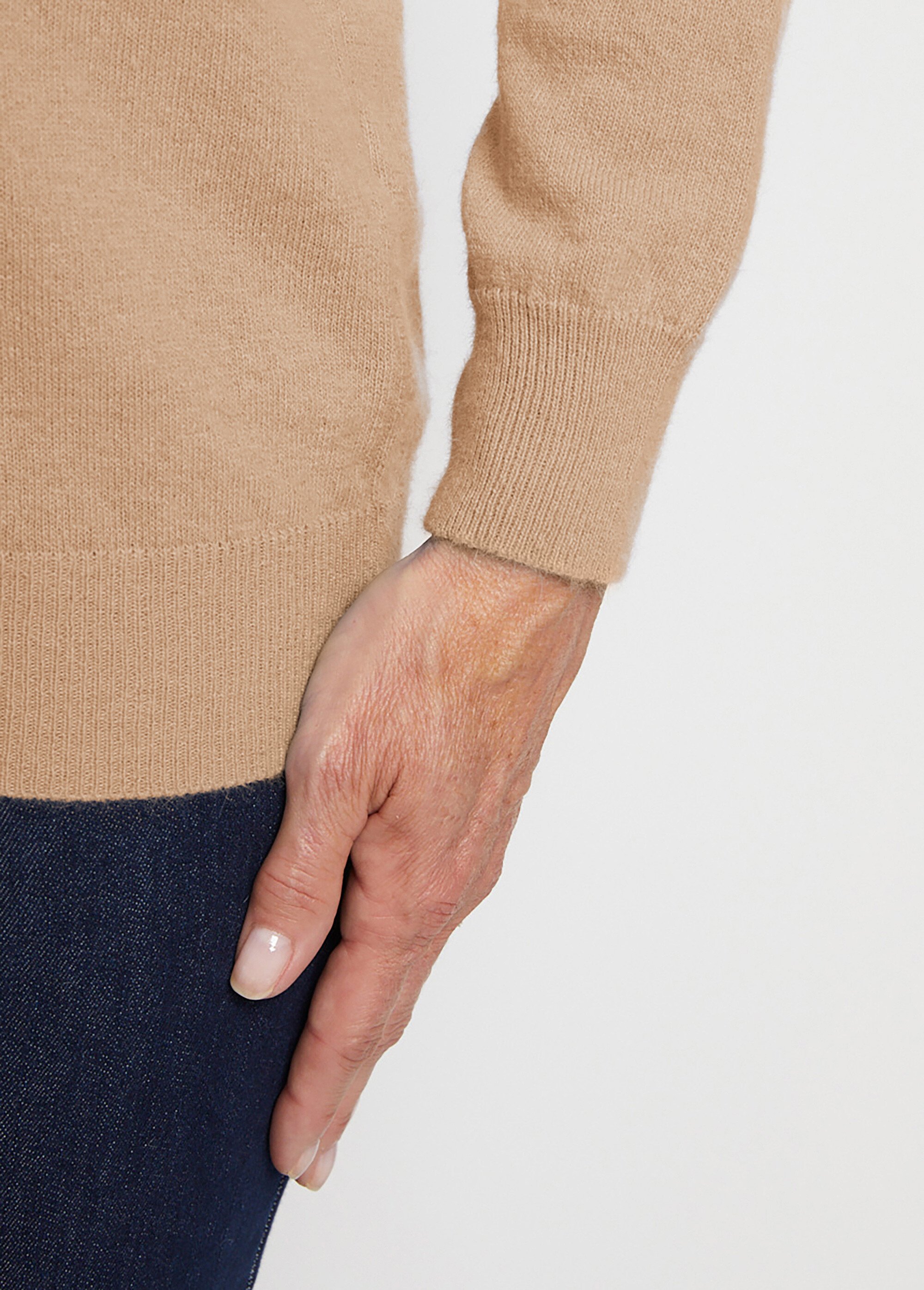 Pull chaud col montant avec laine et angora Femme Marron MECENE DE2