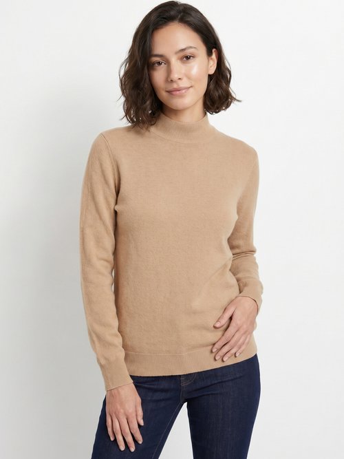 Pull chaud col montant avec laine et angora Femme Marron MECENE FA1