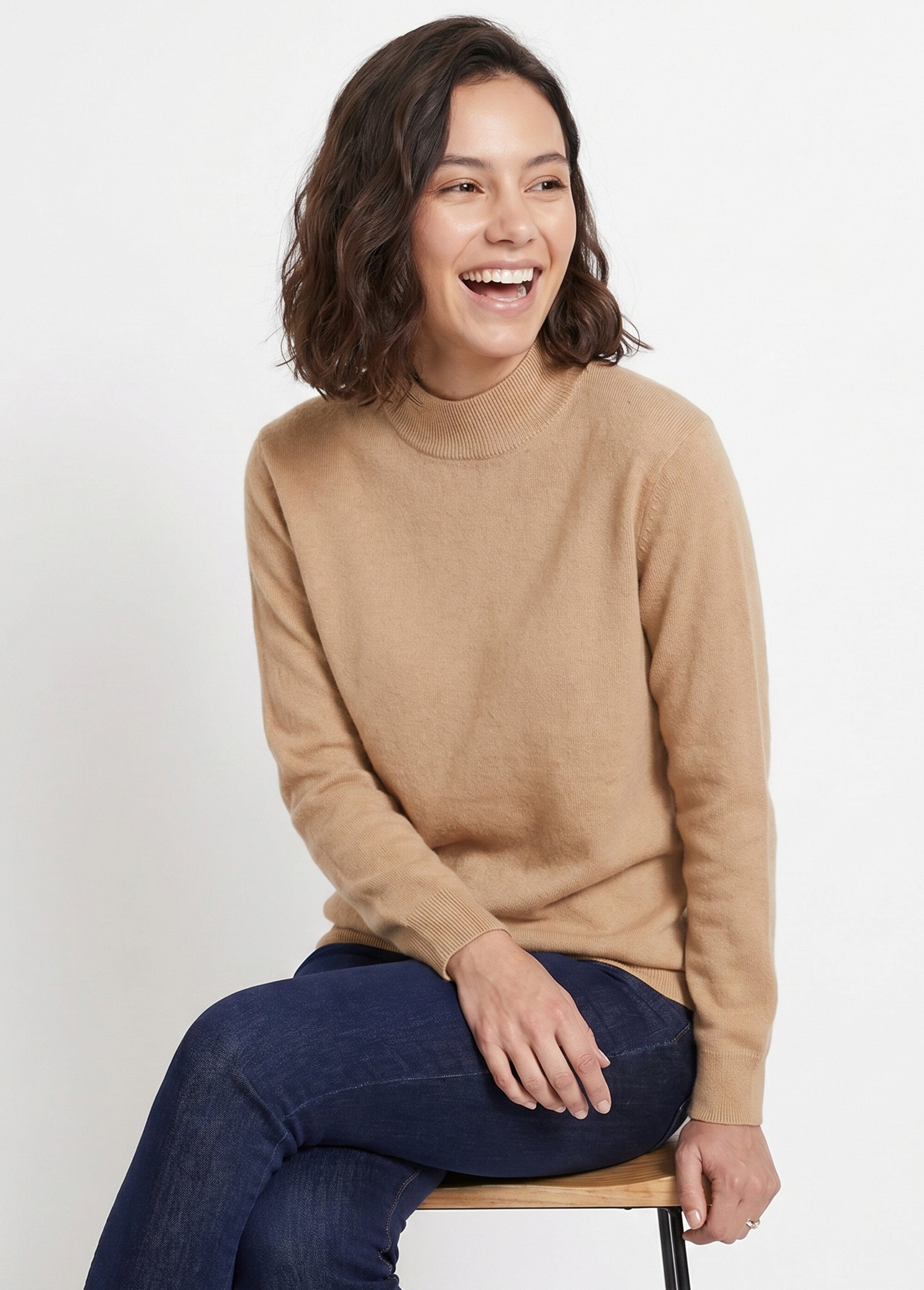 Pull chaud col montant avec laine et angora