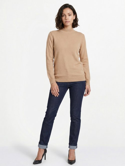 Pull chaud col montant avec laine et angora Femme Marron MECENE SI1