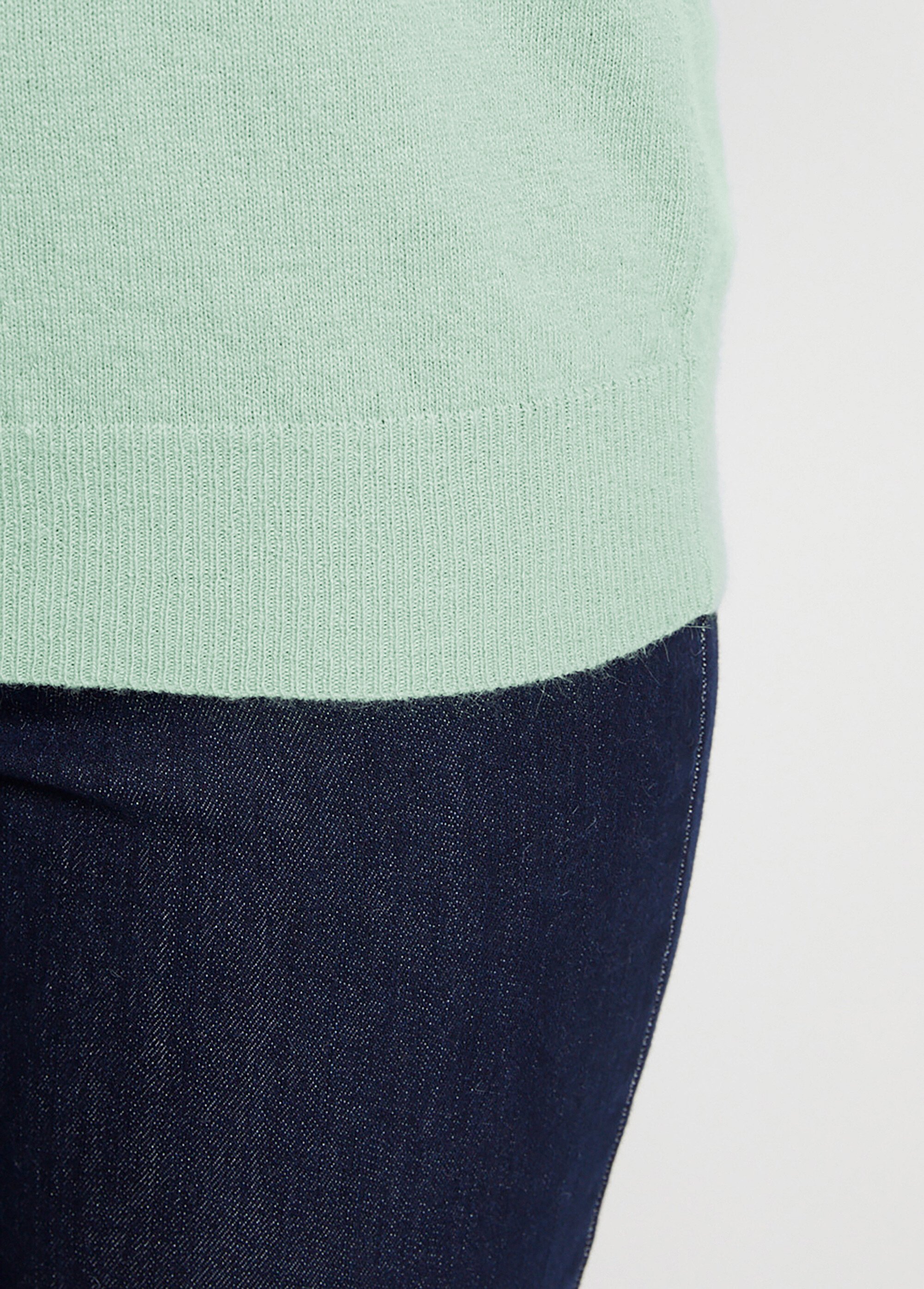 Pull chaud col montant avec laine et angora Femme Vert MECENE DE2