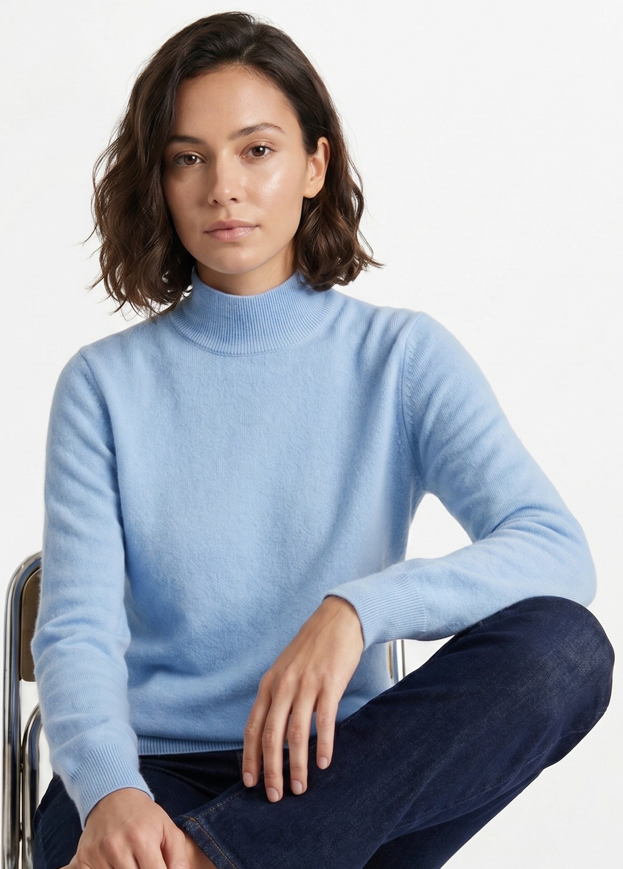 Pull chaud col montant avec laine et angora