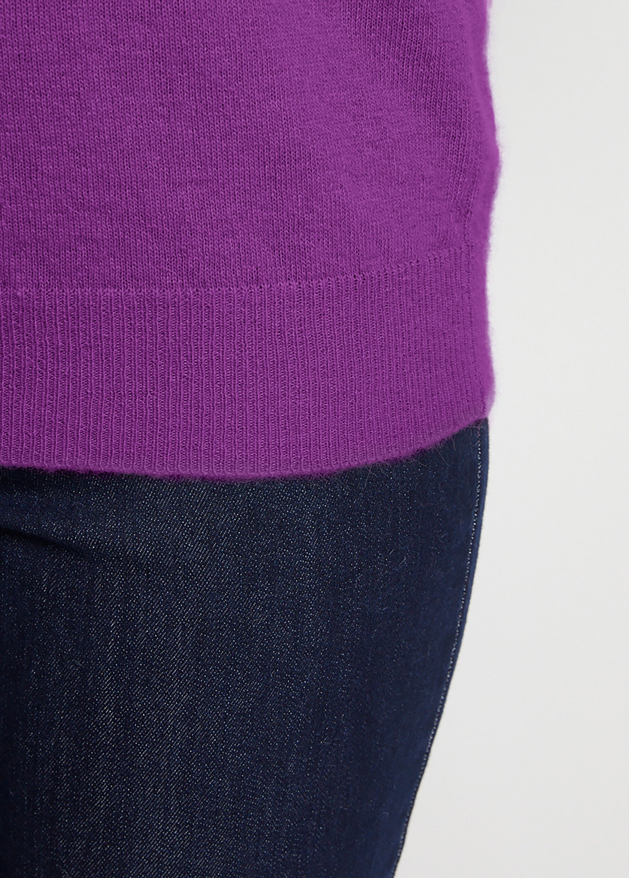Pull chaud col montant avec laine et angora Femme Violet MECENE DE2