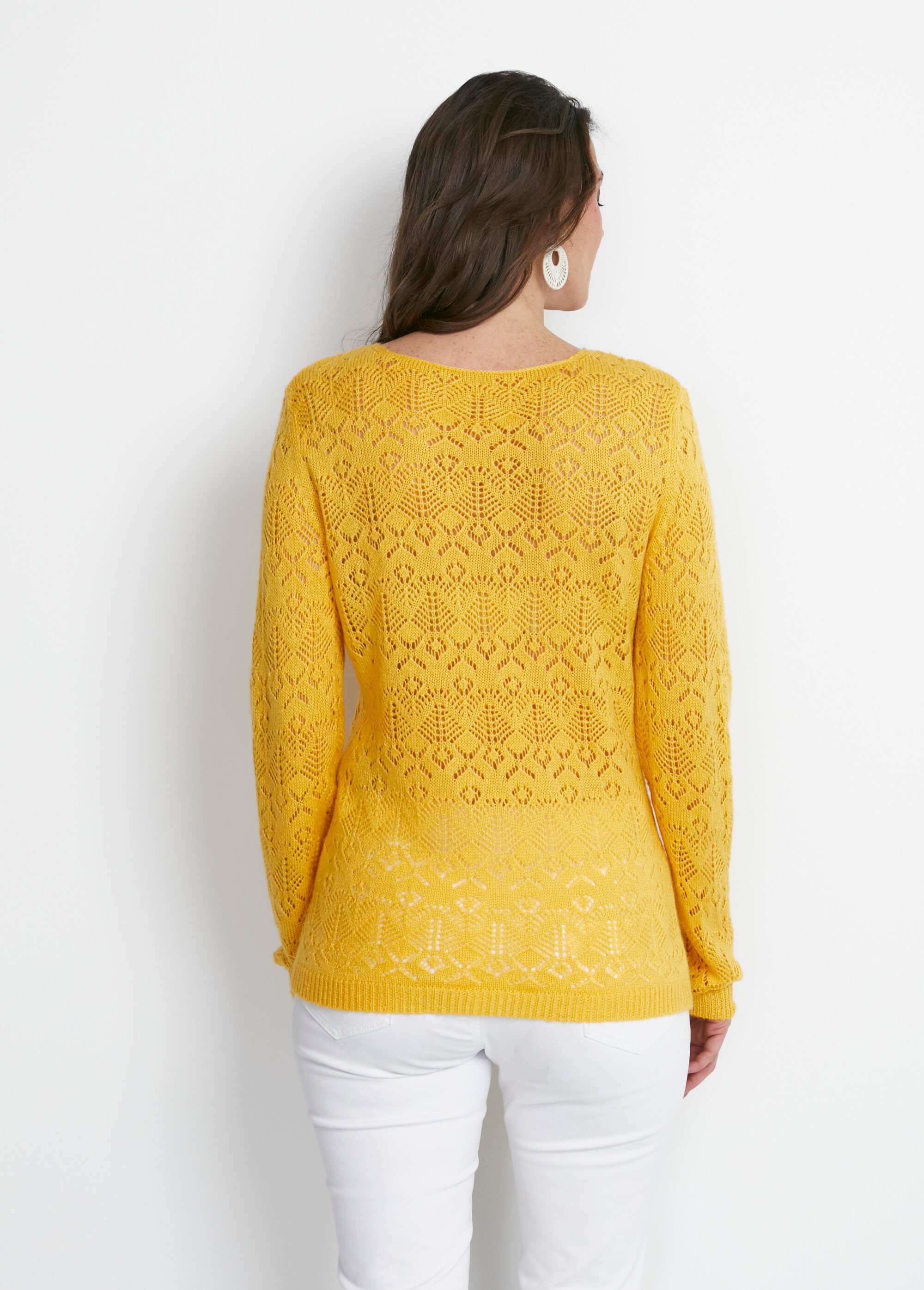 Pull maille ajourée manches longues