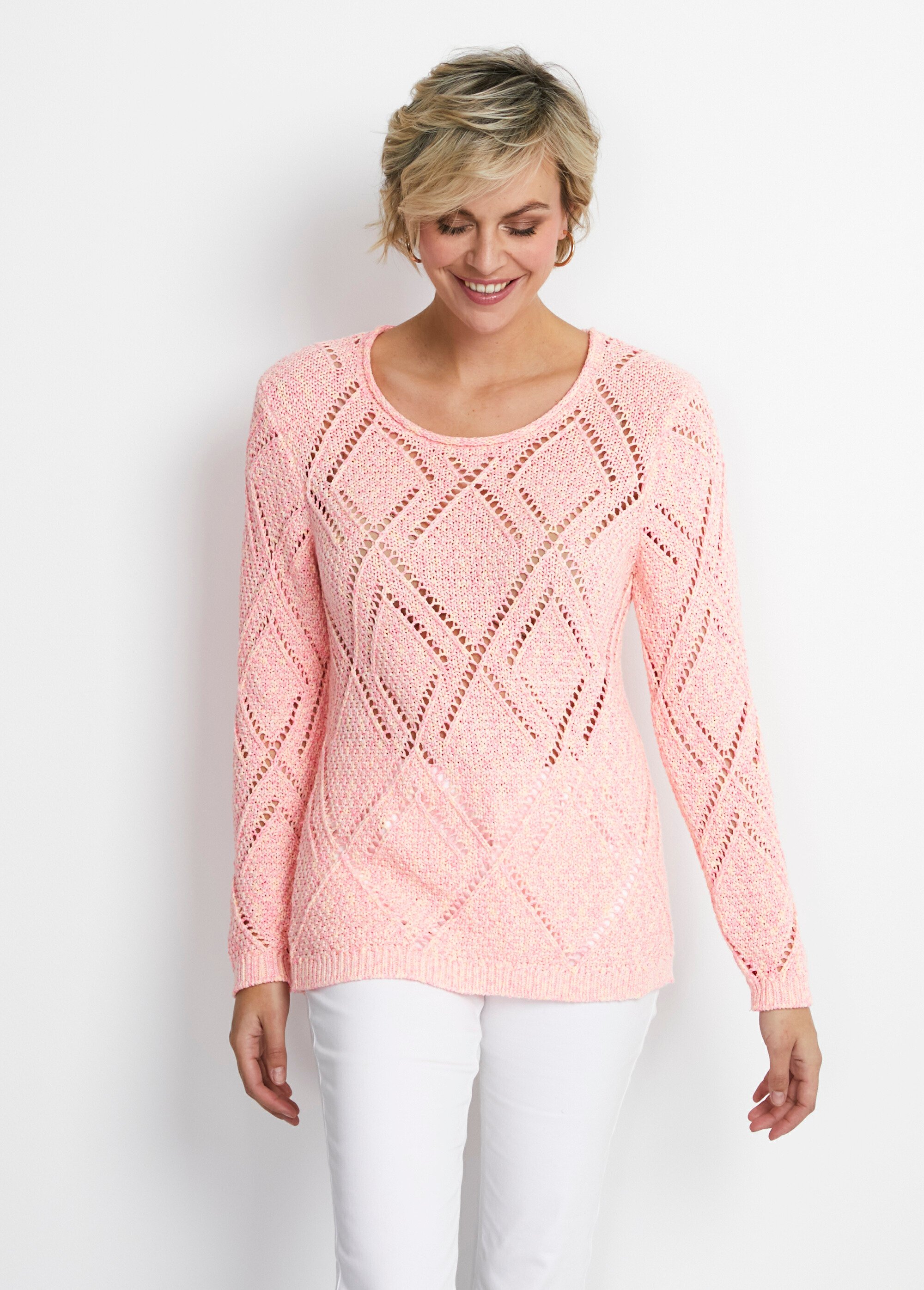 Pull maille moulinée ajourée