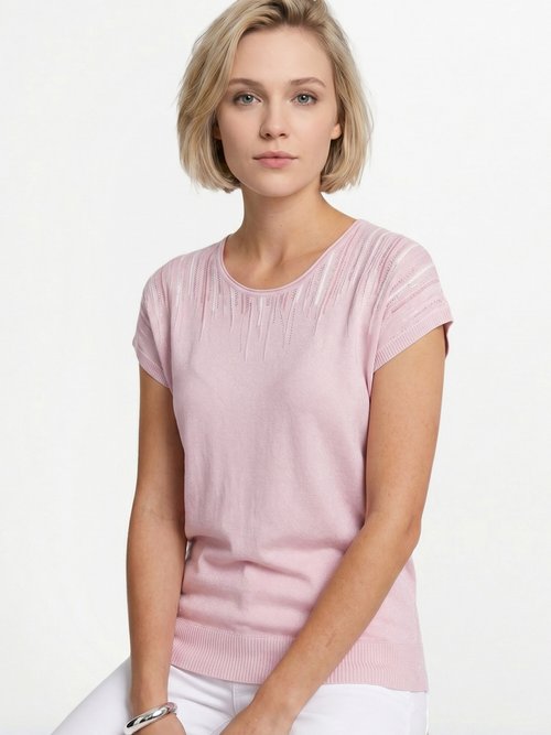 Pull maille scintillante manches kimono Femme Rose MARINA MV1