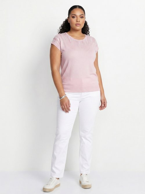 Pull maille scintillante manches kimono Femme Grande Taille Rose MARINA SI1