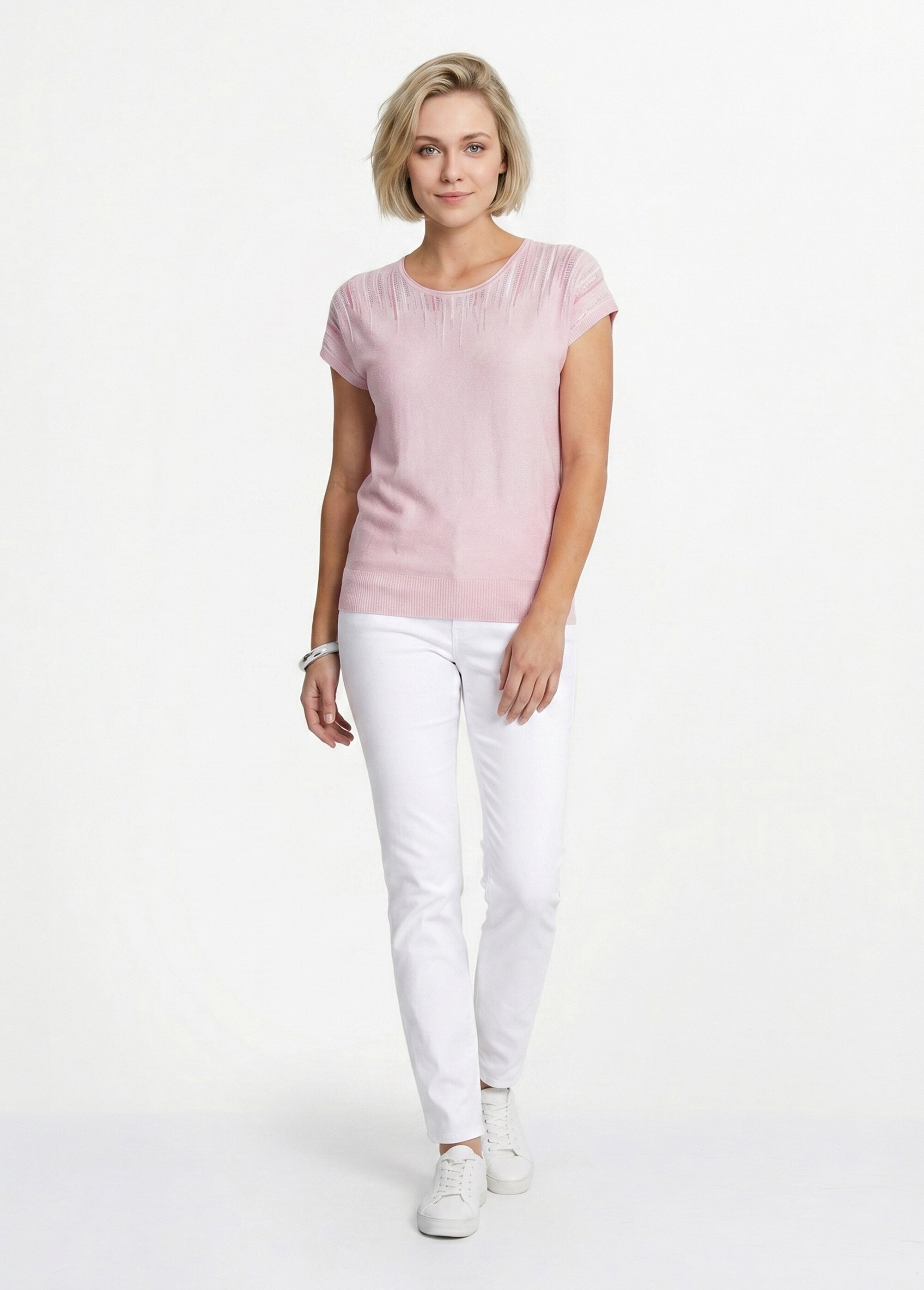 Pull maille scintillante manches kimono Femme Rose MARINA SI1