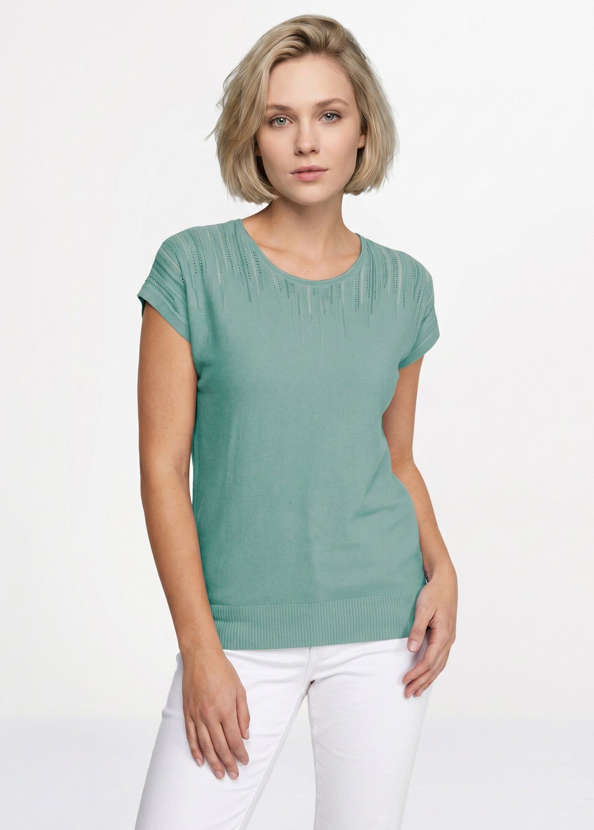 Pull maille scintillante manches kimono Femme Vert MARINA FA1