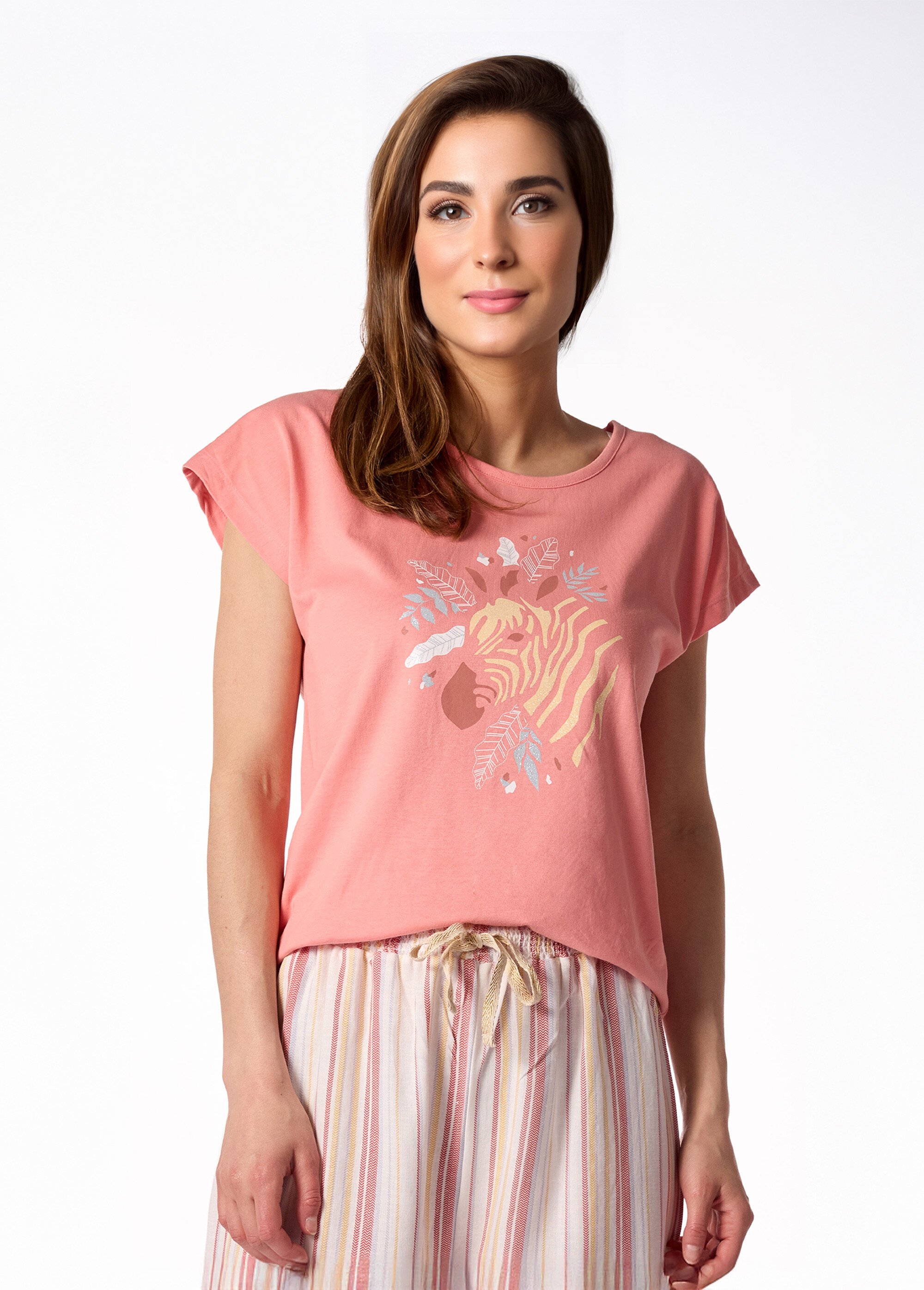Pyjama thème zèbre avec pantalon large Femme Rose DF.SAVAN.PCO2 DE1