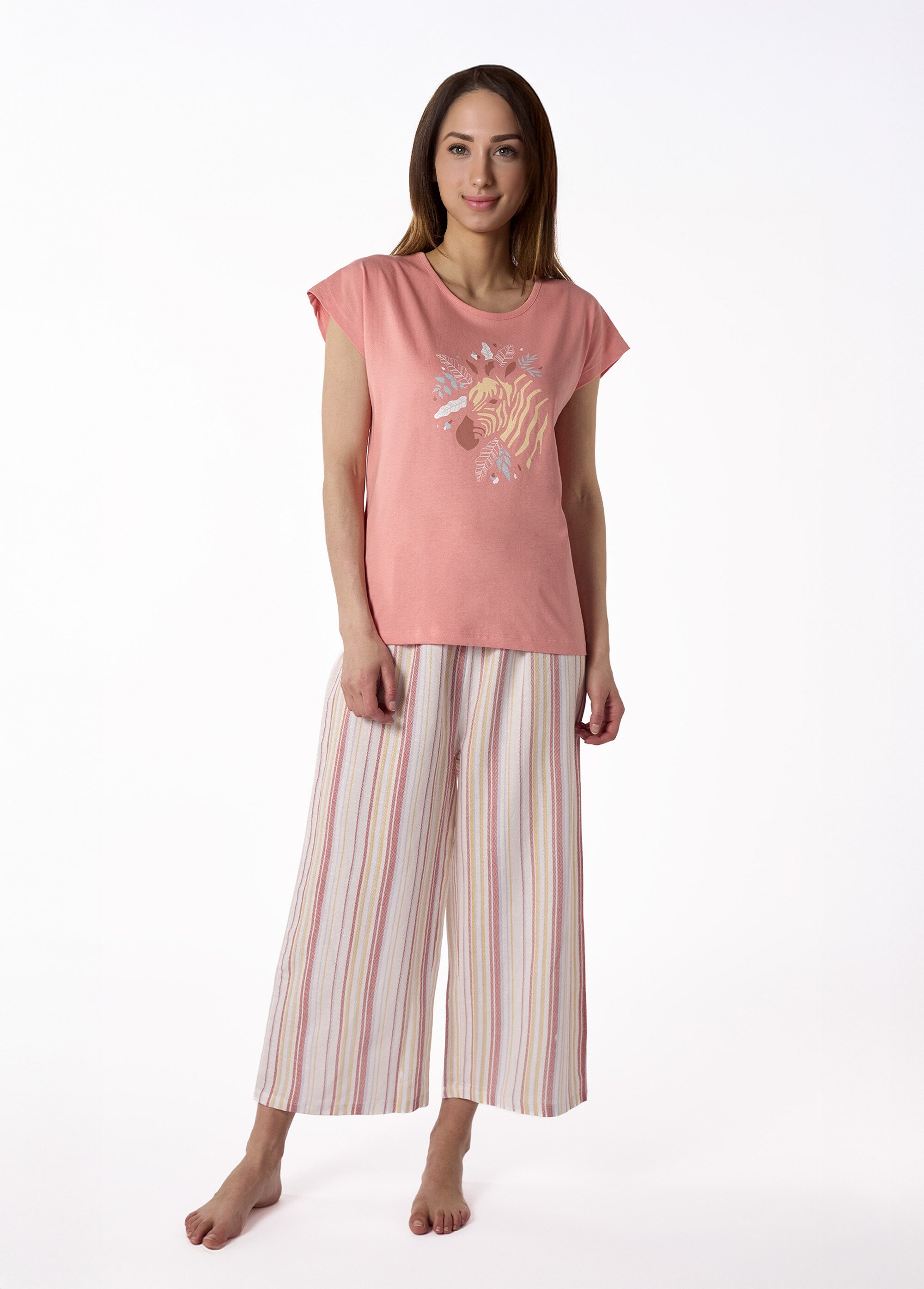 Pyjama thème zèbre avec pantalon large Femme Rose DF.SAVAN.PCO2 FA1