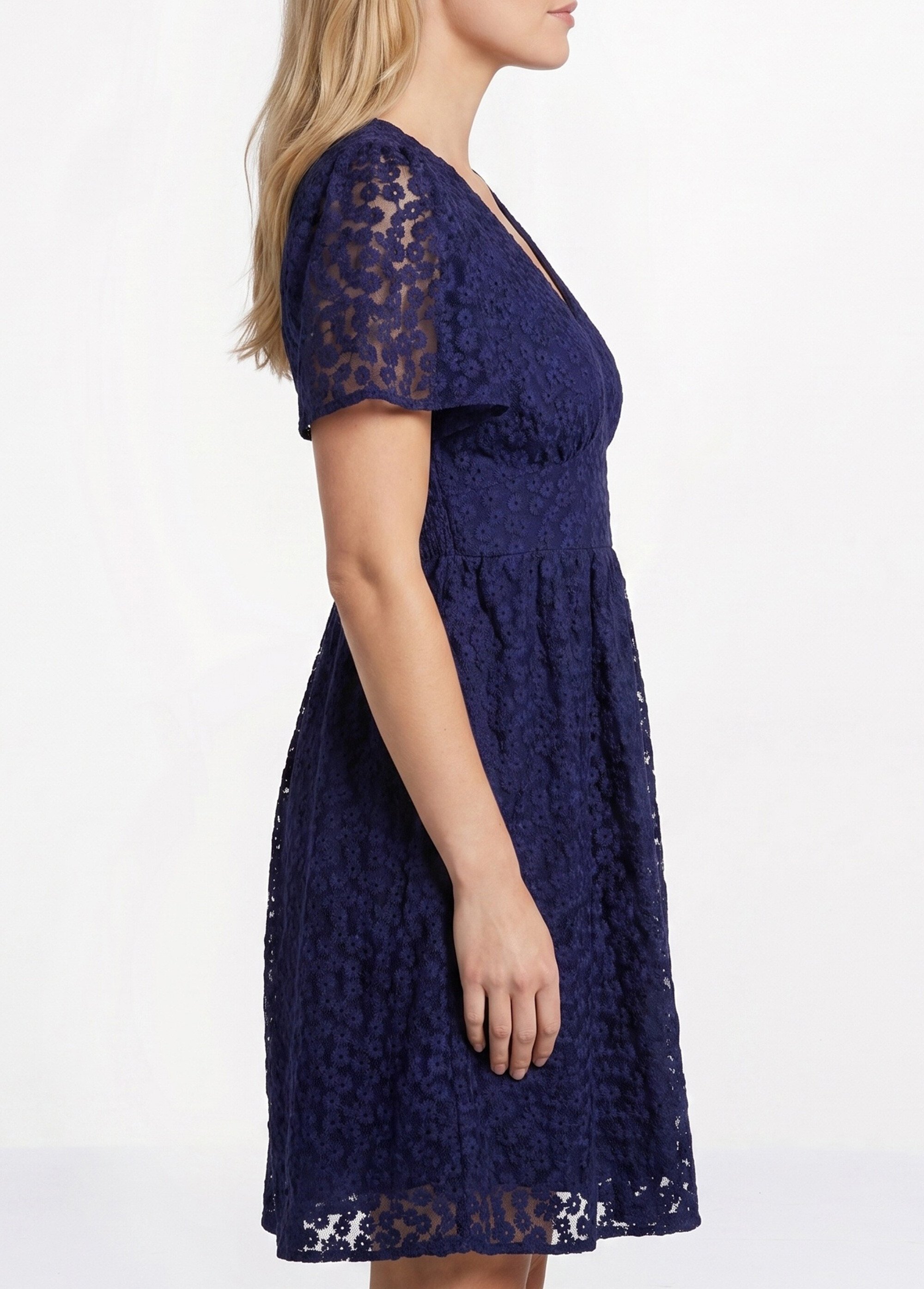 Robe broderie anglaise, taille haute Femme Bleu IKB-81606 DE1