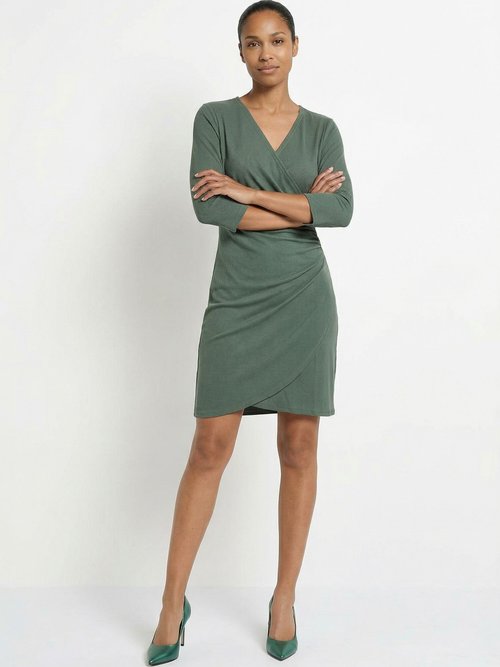 Robe cache coeur jersey cotelé Essentiel Femme Vert TM-PLILONGCOT MV1