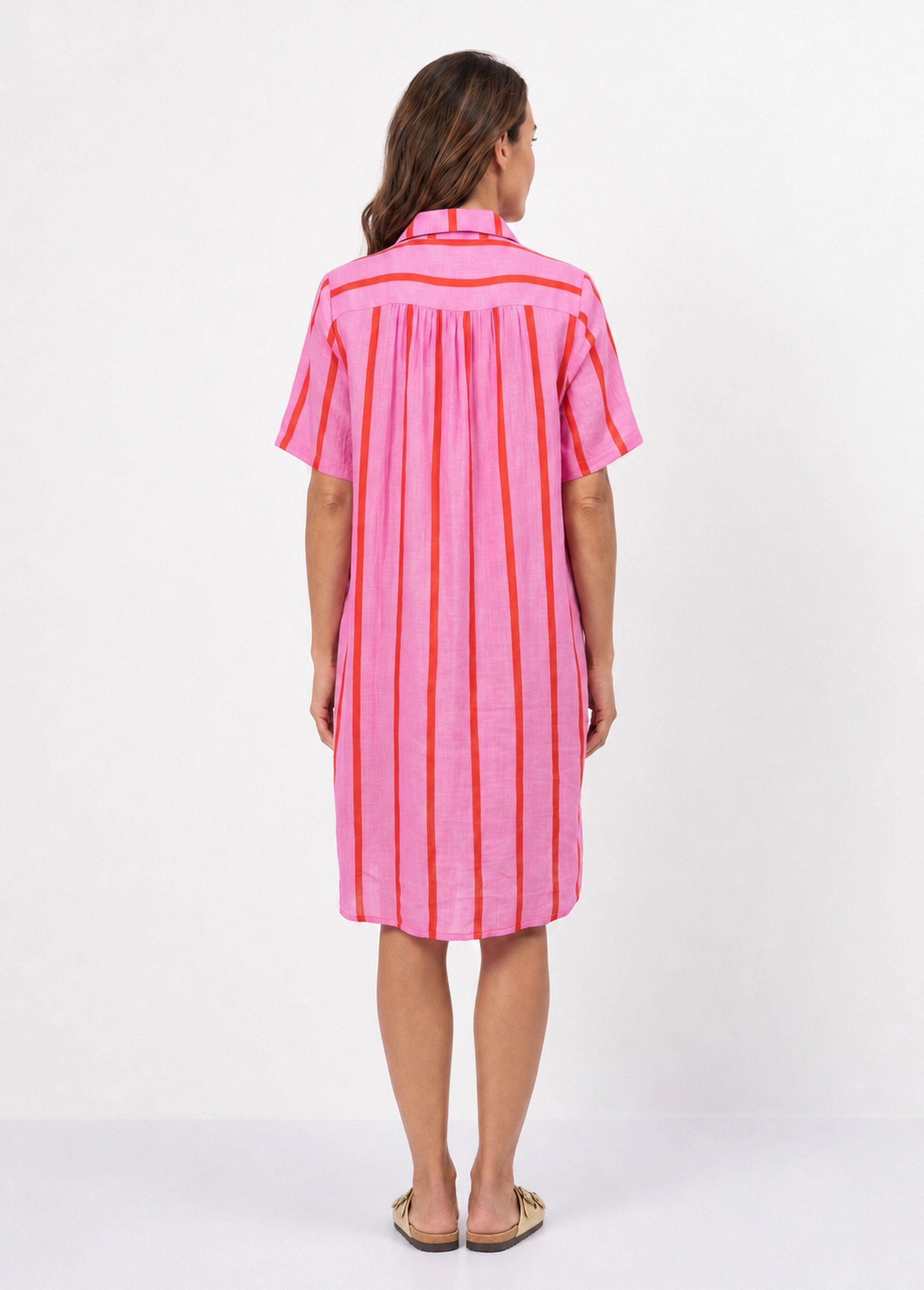 Robe chemise courte à rayures vives