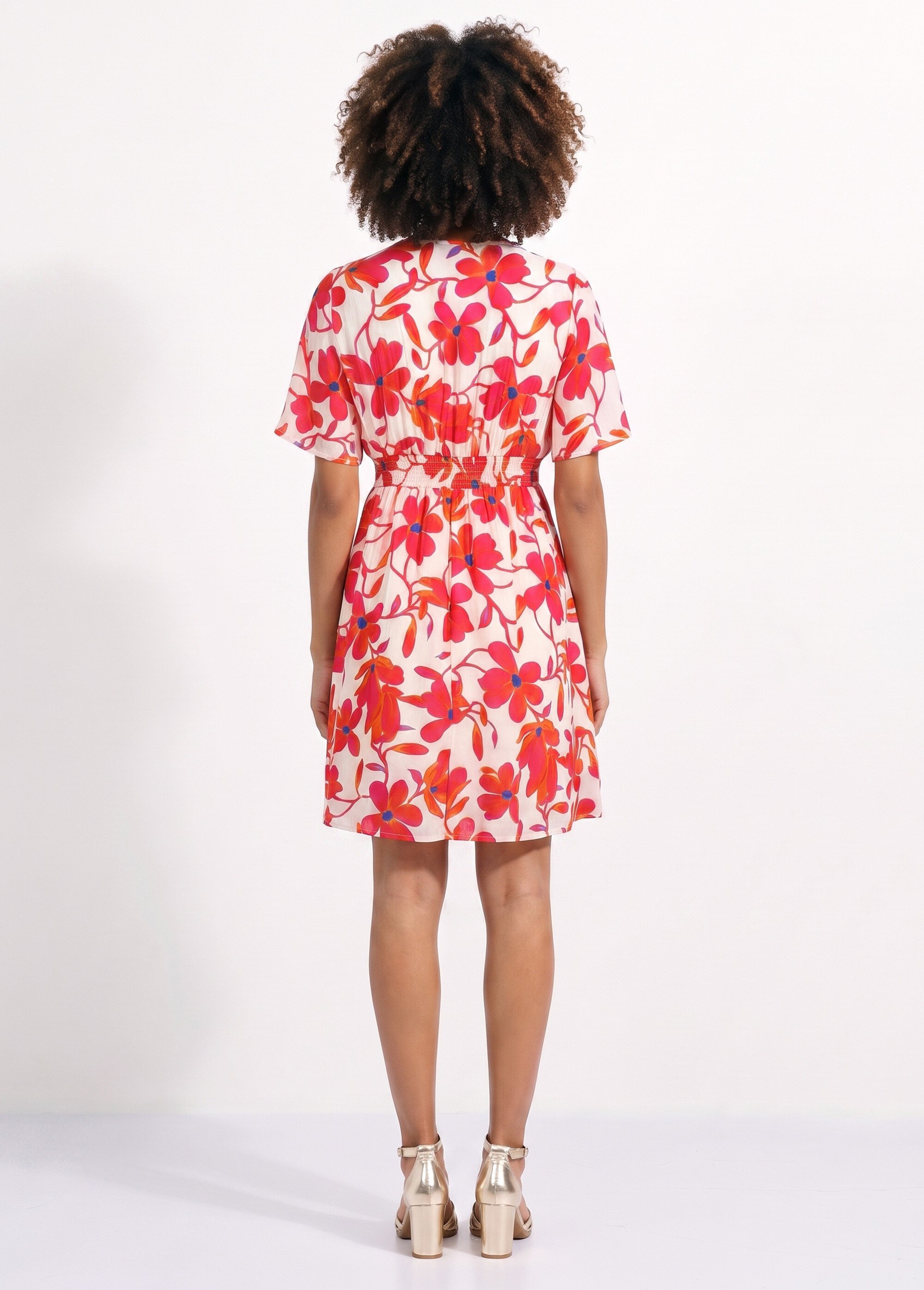 Robe élégante fleurie taille haute