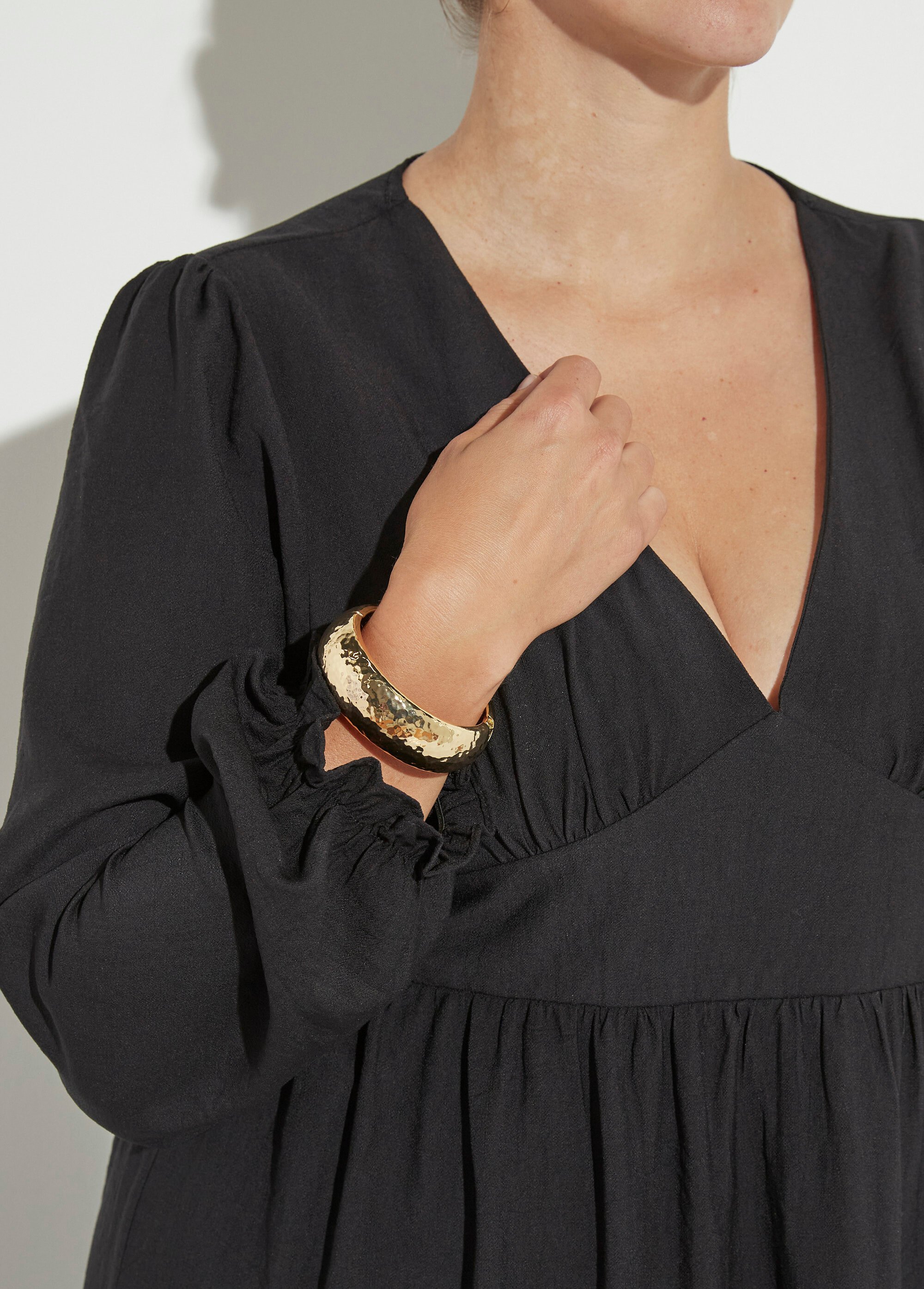 Robe longue taille haute poignets resserrés Femme Grande Taille Noir MAE-M918-5-2196 DE1