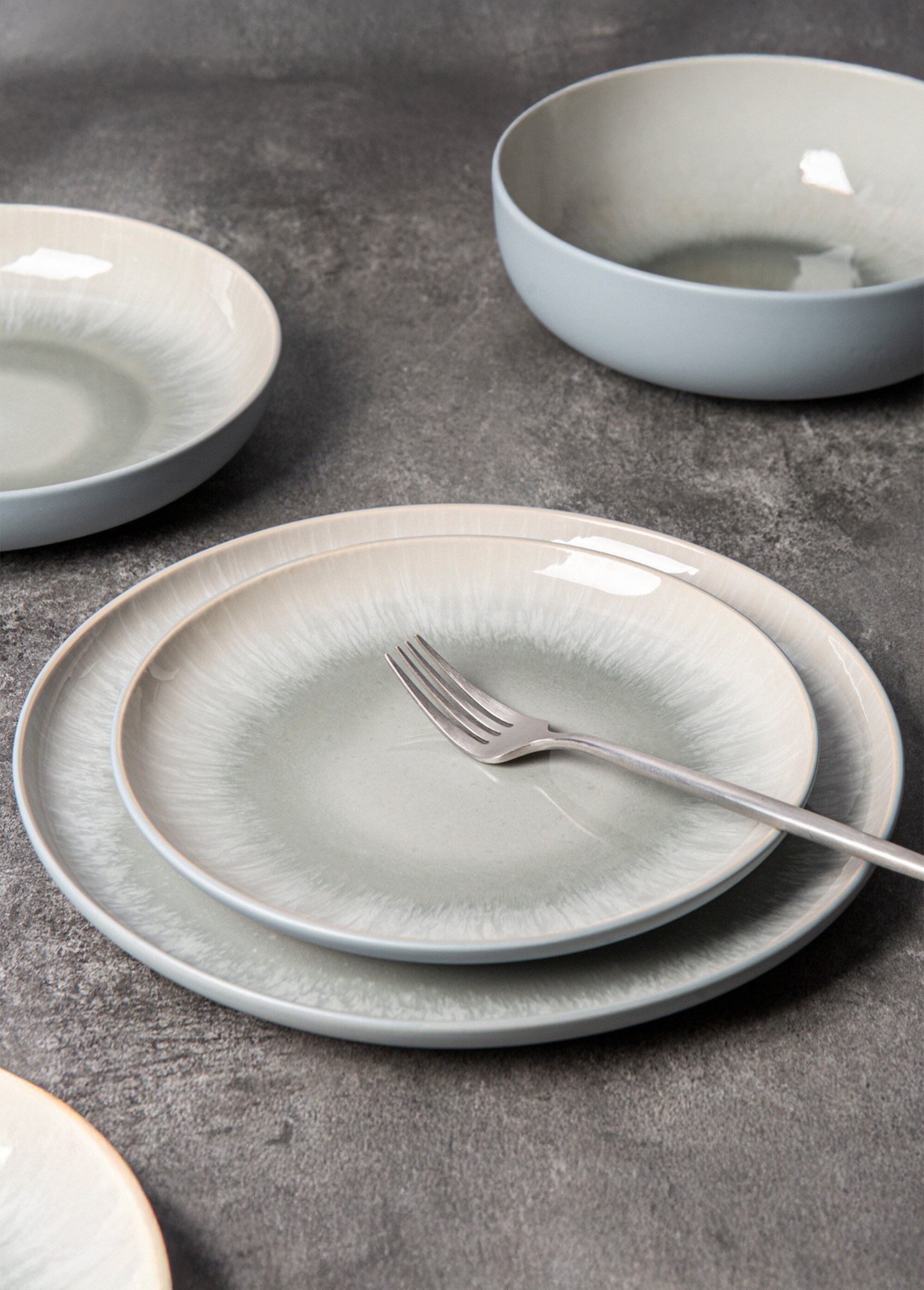 Service de table en grès émaillé 12 pièces, Iris 1 Bleu 9210651 SF2