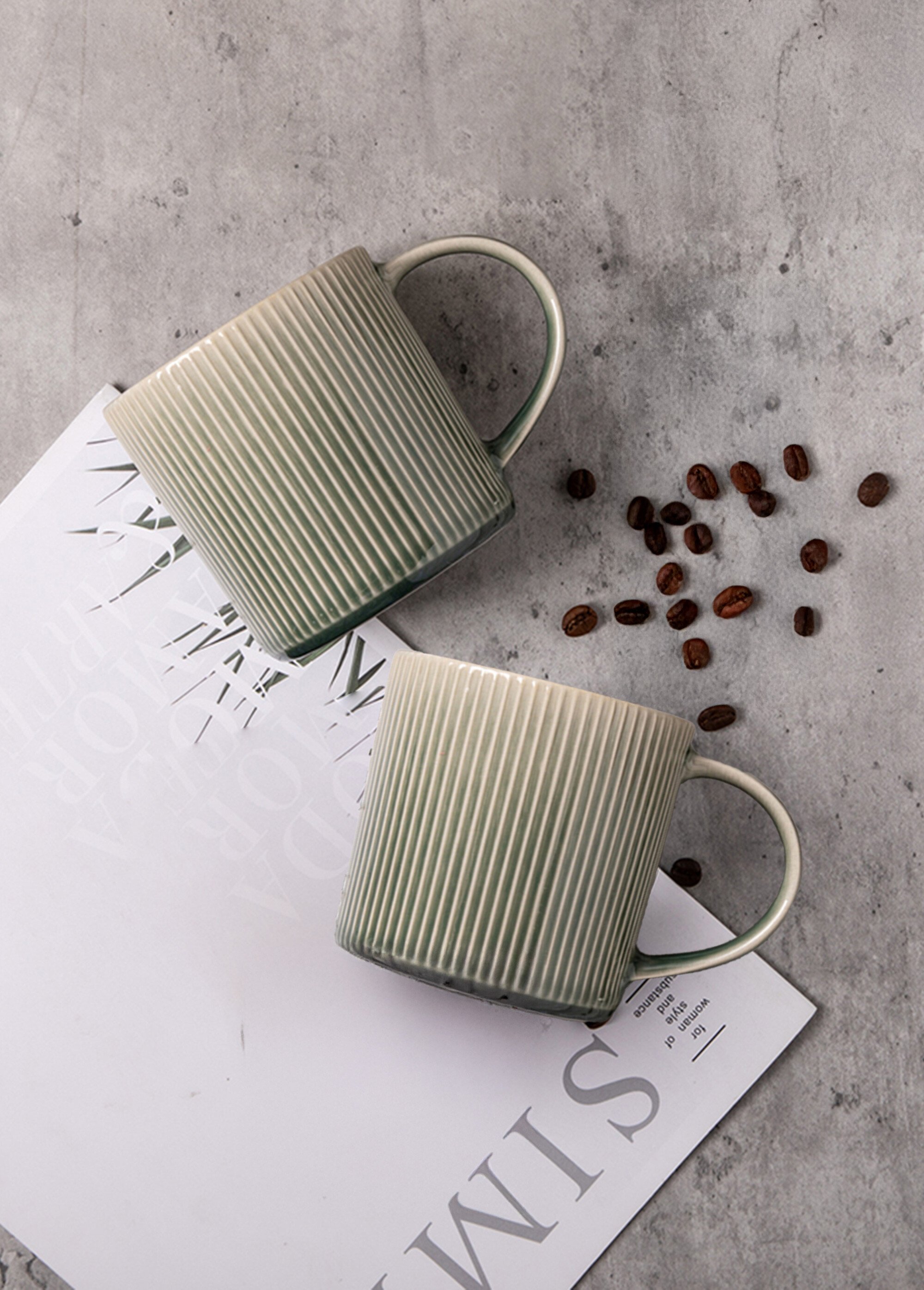 Set de 2 mugs en grès émaillé, Jade Vert 9210505 SF1