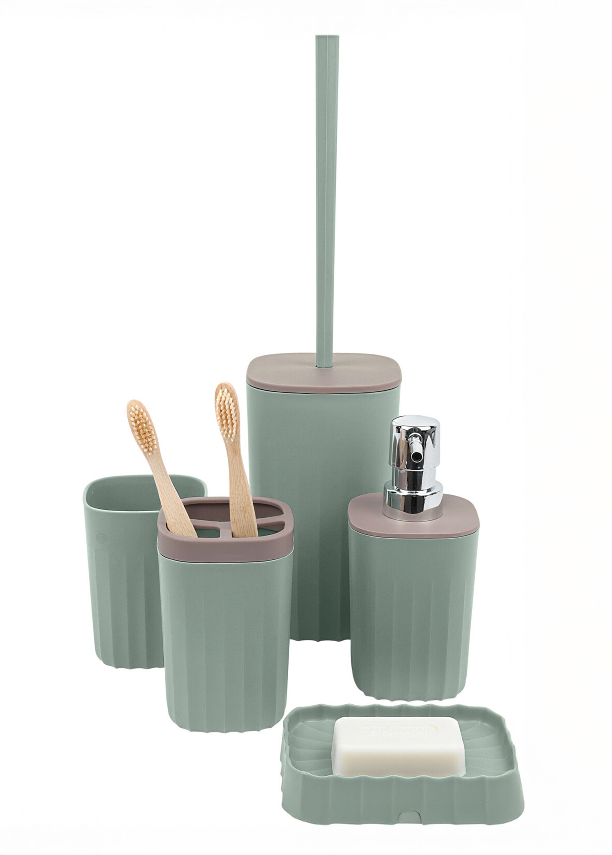 Set de salle de bain mat, 5 pièces Vert KP-101005720 FA1