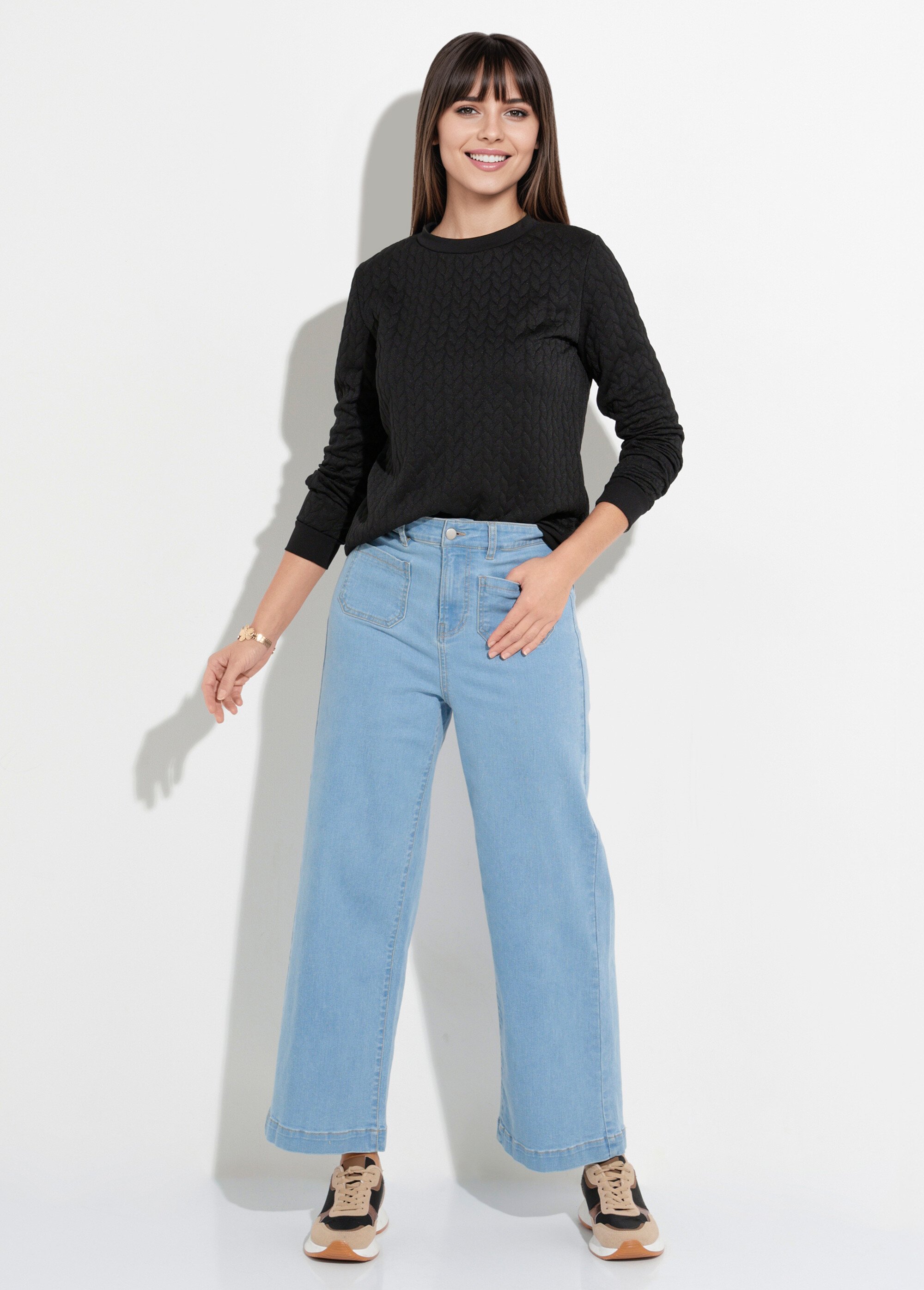 Sweat manches longues motif origami Noir TM-ZEBLU SF1