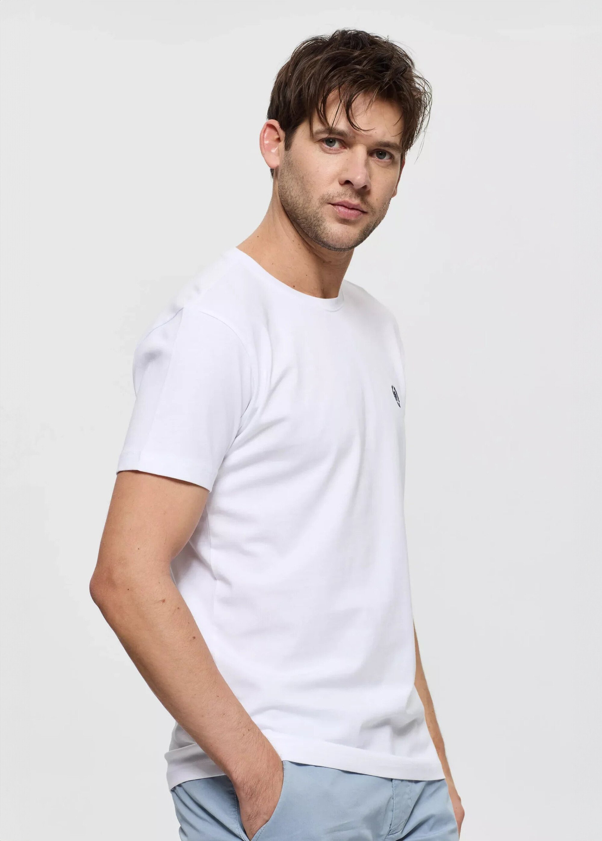 T-shirt col rond essentiel, logo poitrine Homme Blanc MFK-MARCO DR1