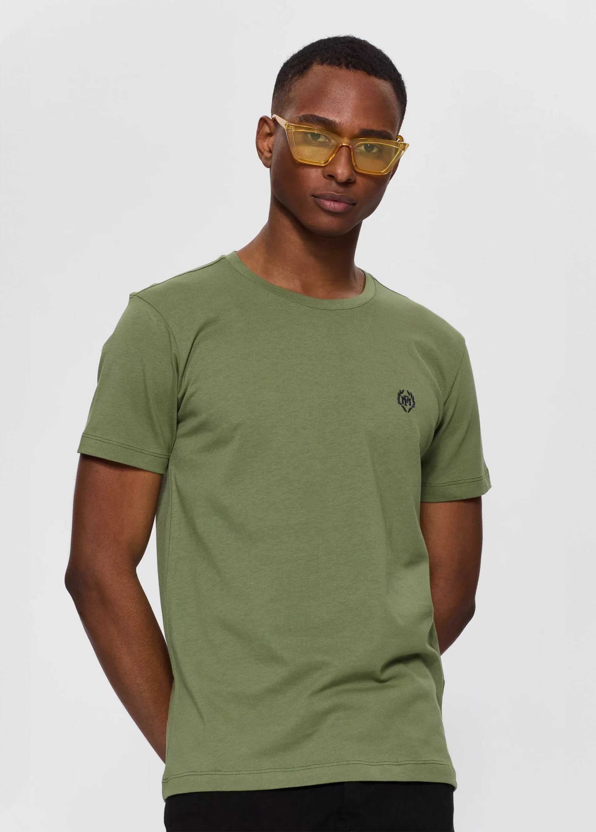 T-shirt col rond essentiel, logo poitrine Homme Vert MFK-MARCO DR1