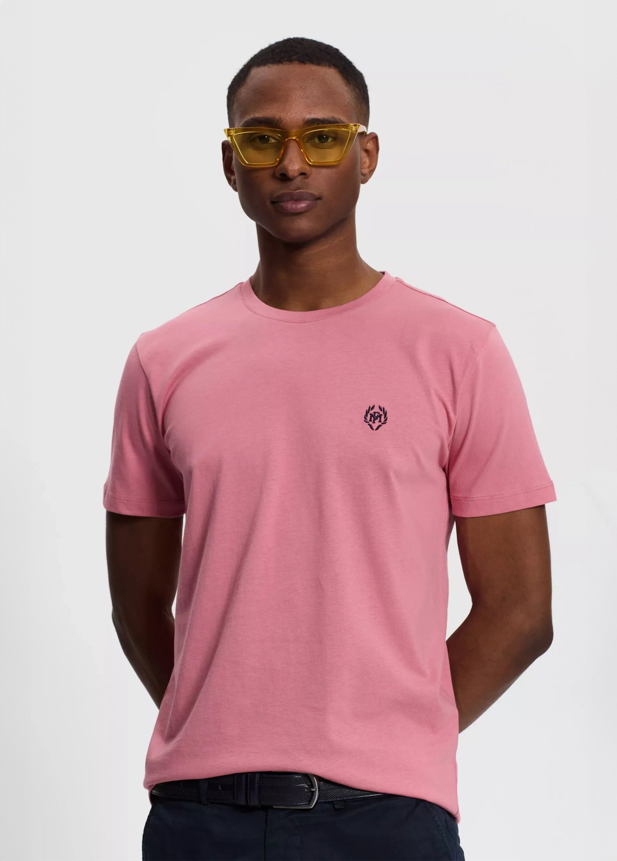 T-shirt col rond essentiel, logo poitrine Homme Rose MFK-MARCO FA2