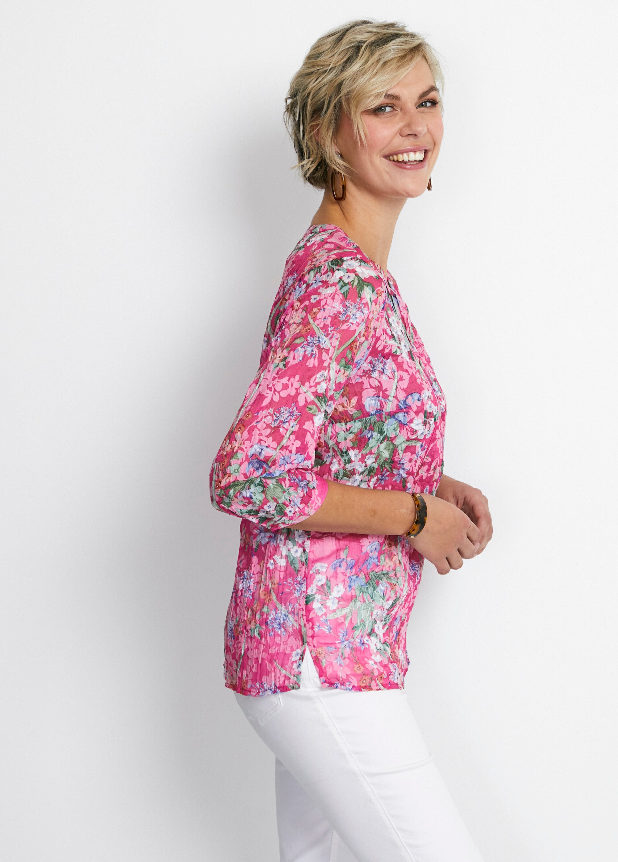 Tunique ample manches 3/4 fleurie Femme Rose CASALTA DR1