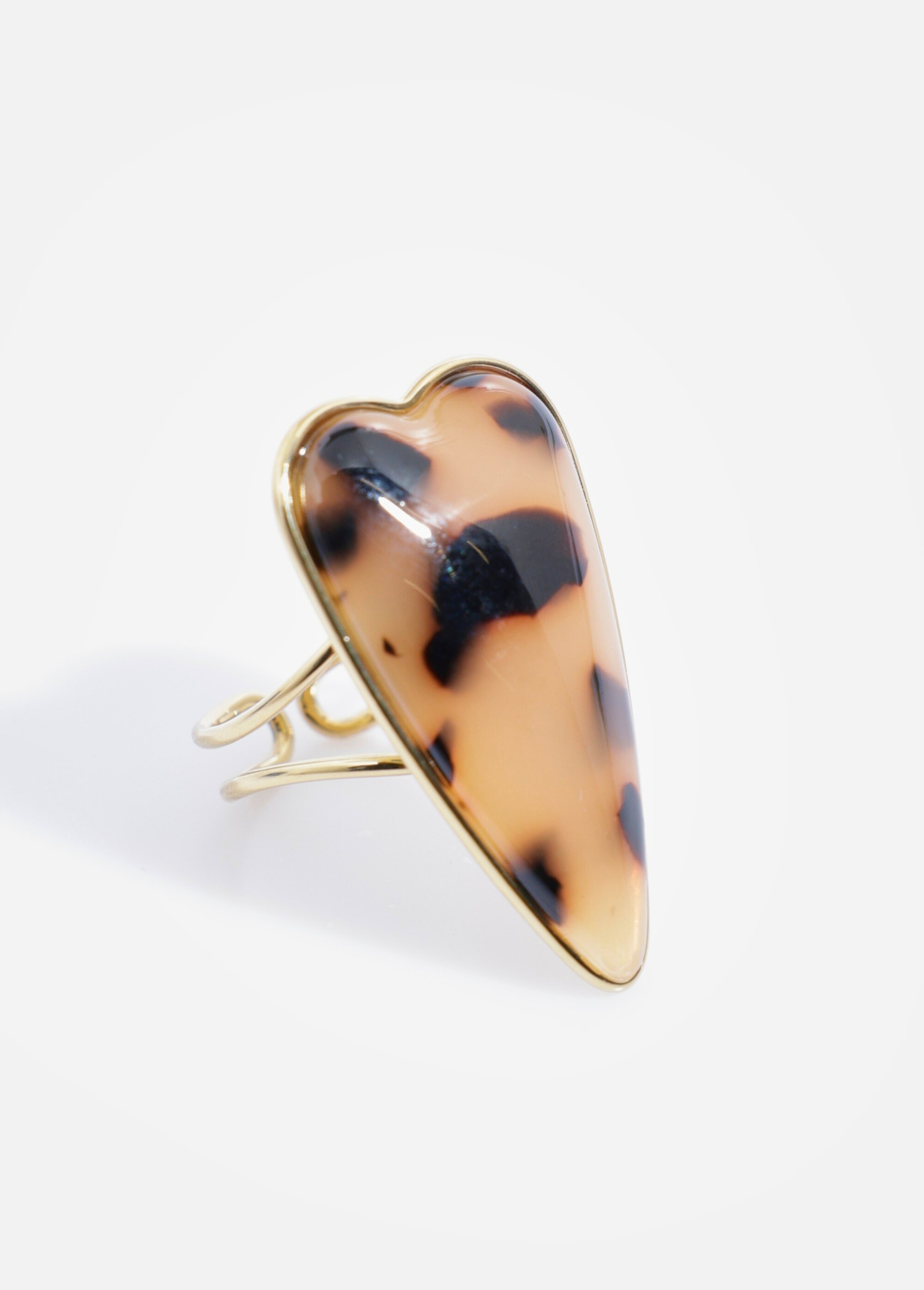 Bague acier inoxydable cœur écaille Doré AE-BA812560 FA1